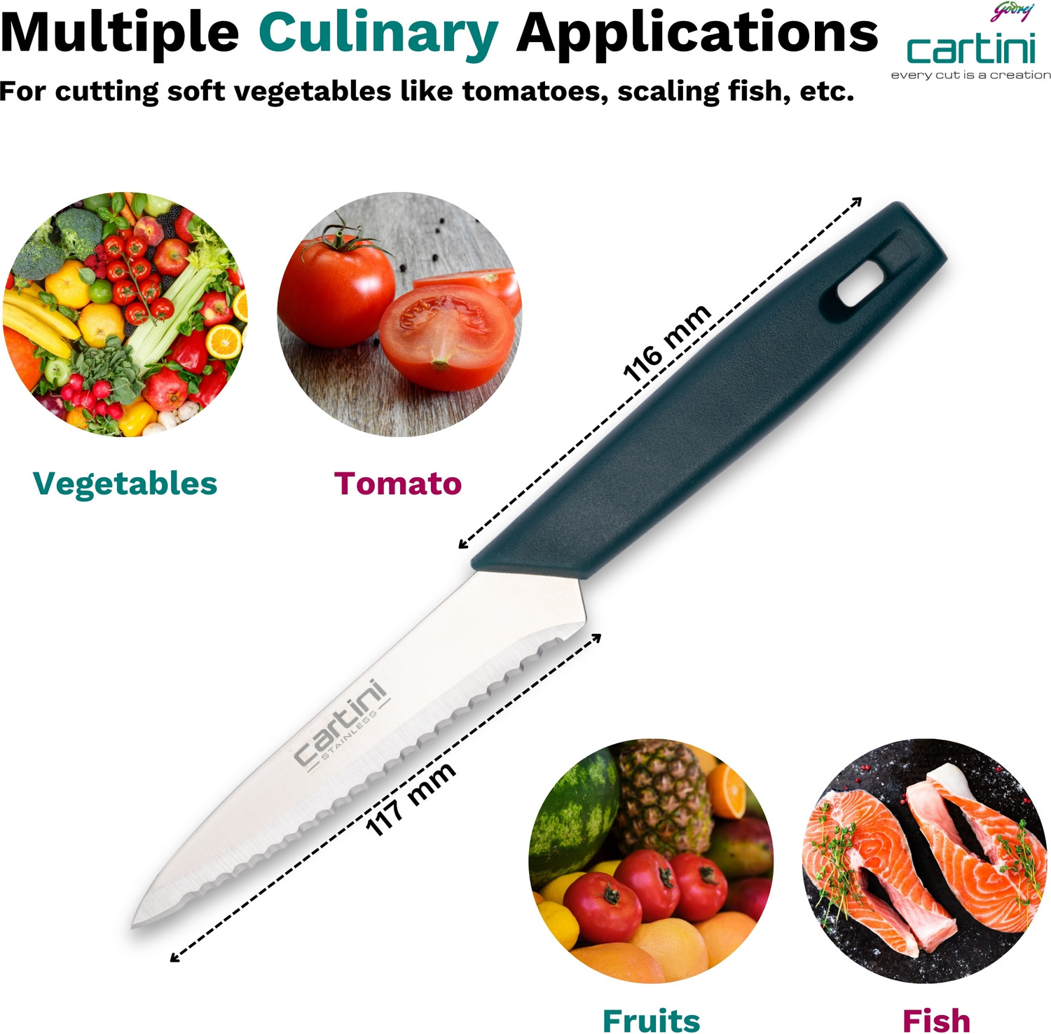 Image of Godrej 1 Pc Stainless Steel Knife Cartini Godrej Soft Grip Kitchen Knives kit,1 Pc Stainless Steel