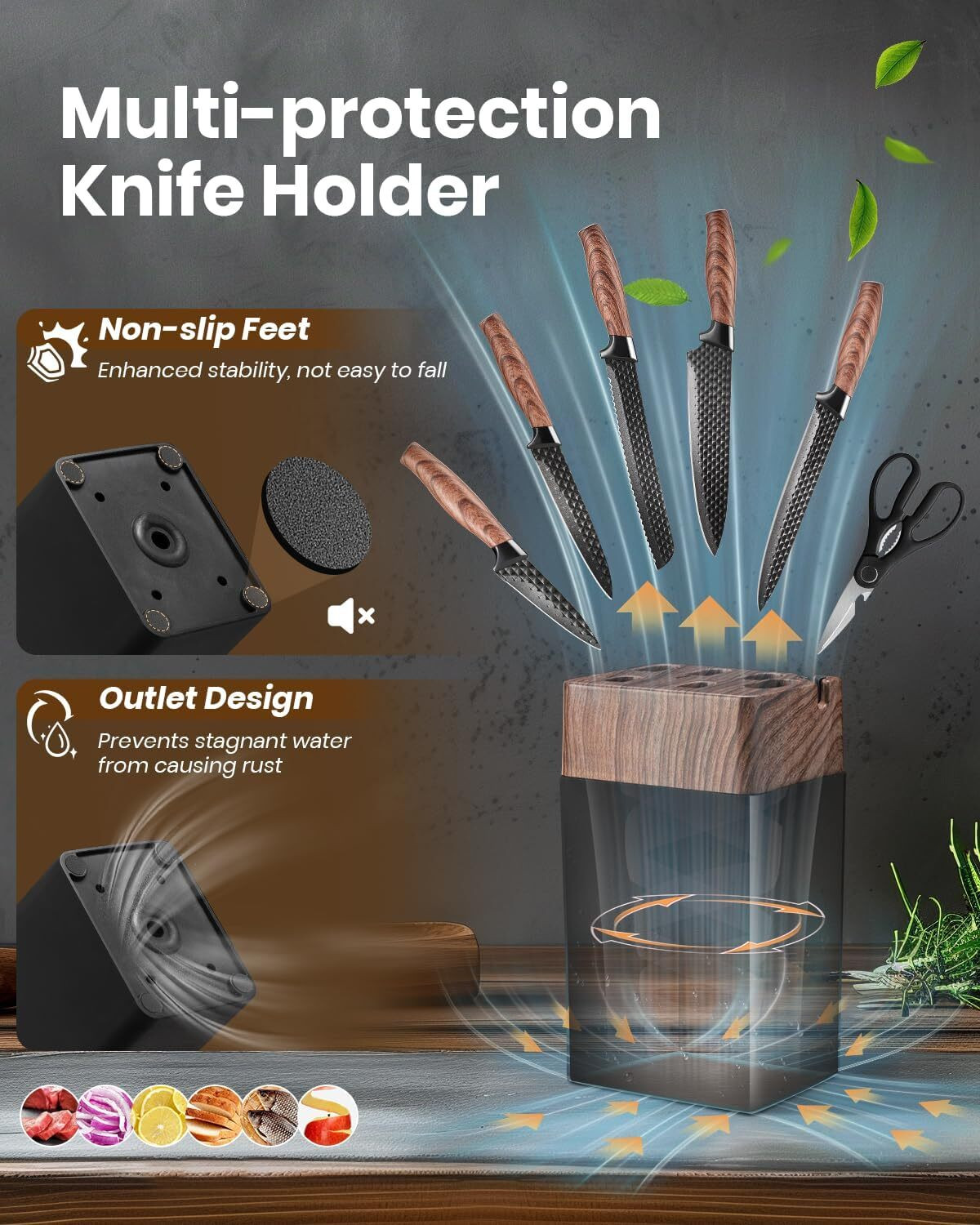 Image of RUDROIMPEX 1 Pc Stainless Steel Knife Set Non-Stick Non-Slip Stainless Steel Kitchen Knife Set with Storage Suitable