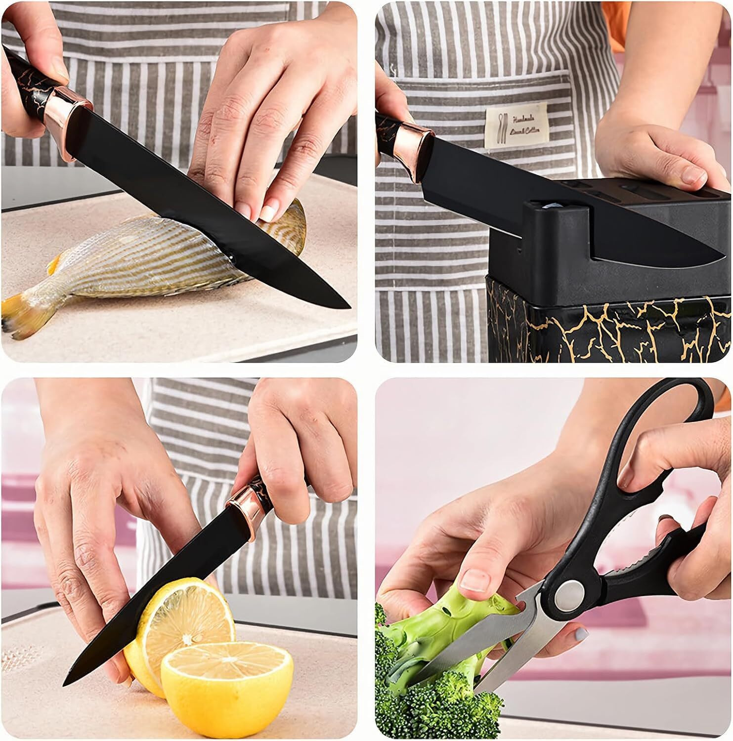 Image of RUDROIMPEX 1 Pc Plastic Knife Set Non-Stick Non-Slip Sharp Stainless Steel Kitchen Knife Set with Storage Suitable