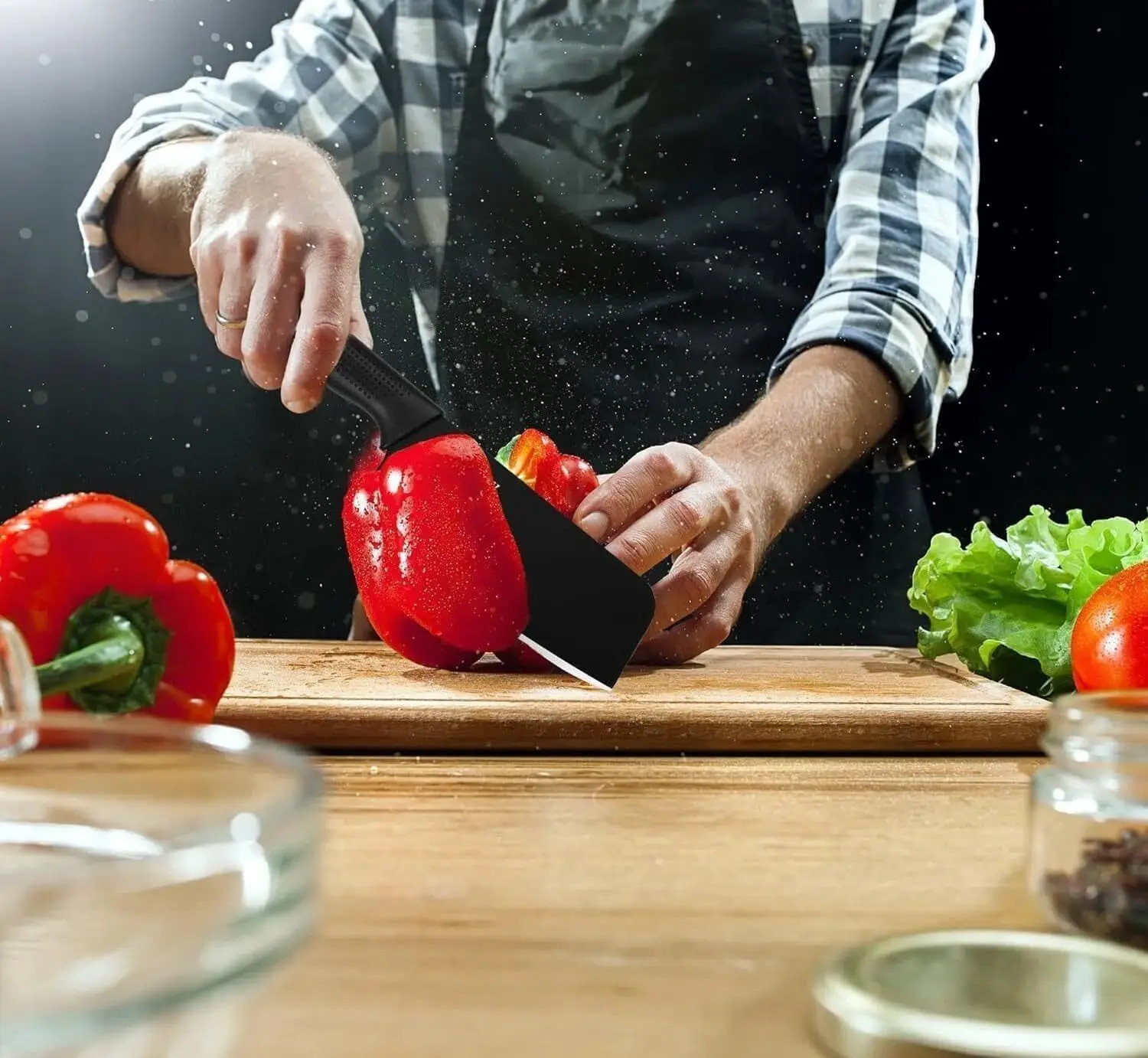 Image of ECUSSI 3 Pc Stainless Steel Knife Set High Carbon Stainless Steel Ultra Sharp Kitchen Knife for Meat & Vegetables