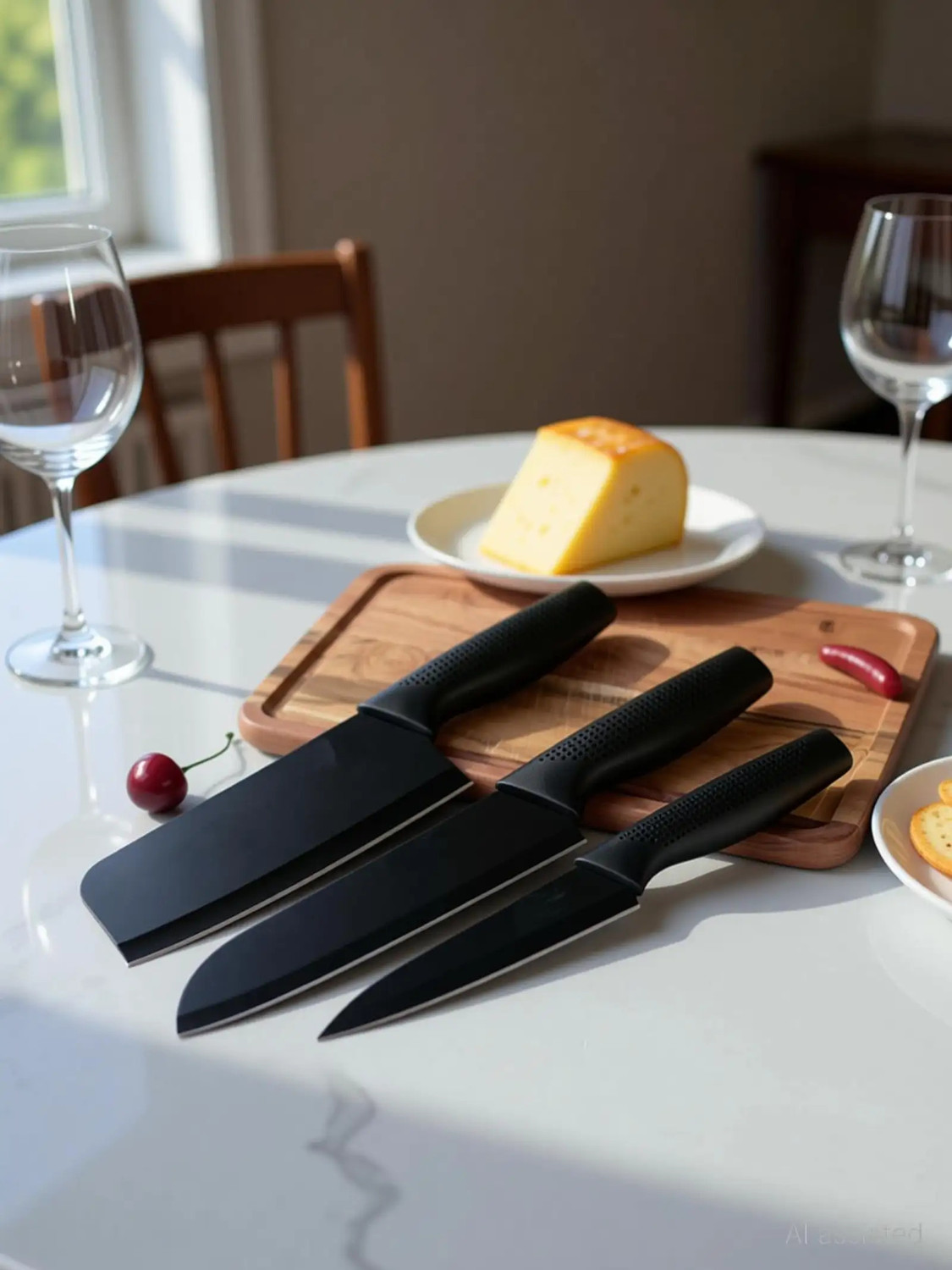 Image of ECUSSI 3 Pc Stainless Steel Knife Set High Carbon Stainless Steel Ultra Sharp Kitchen Knife for Meat & Vegetables