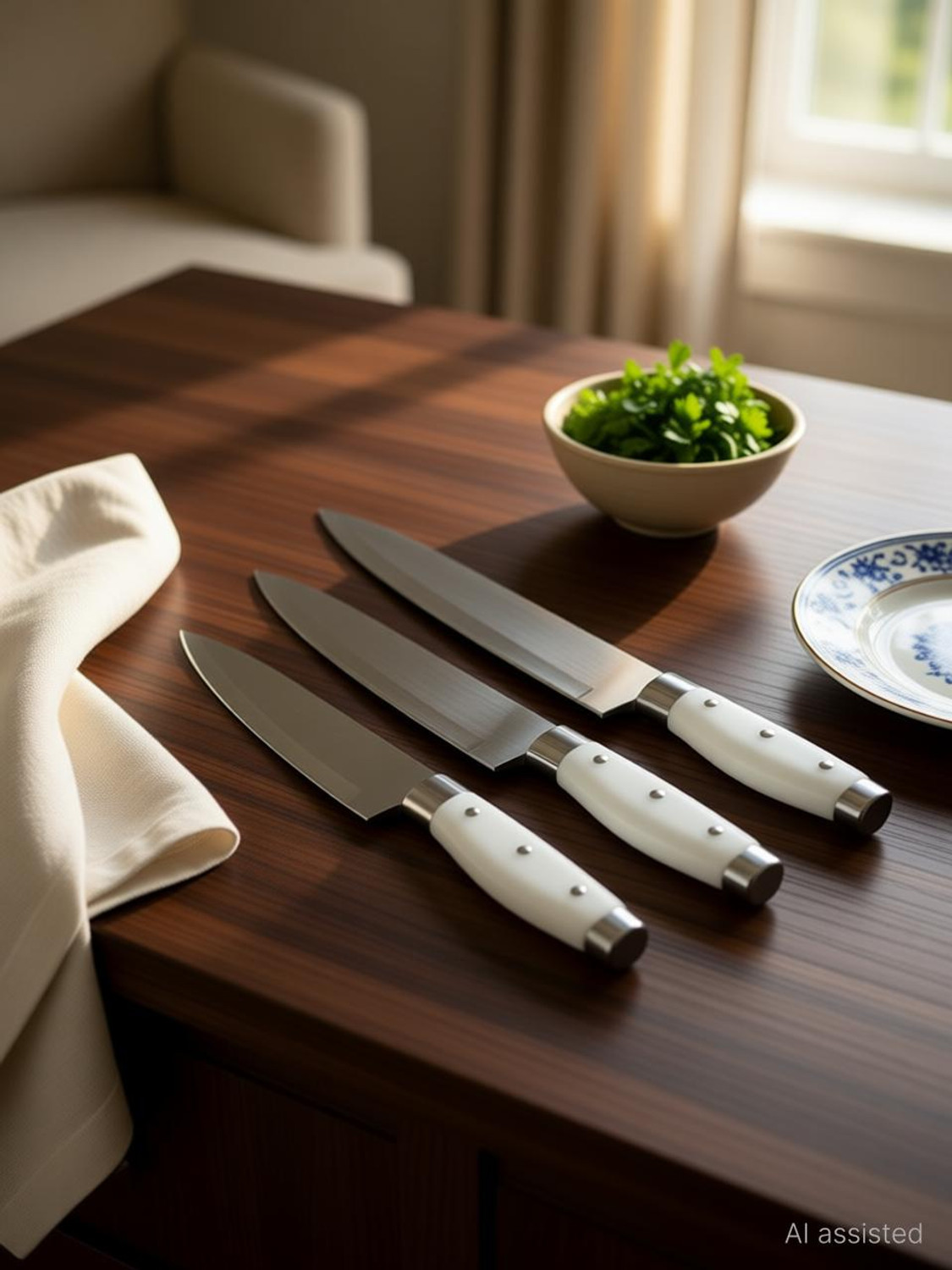 Image of AK ACCESSORIES 3 Pc Stainless Steel Knife Set chaku Complete solutions to all your Kitchen Vegetable Cutting and Chopping