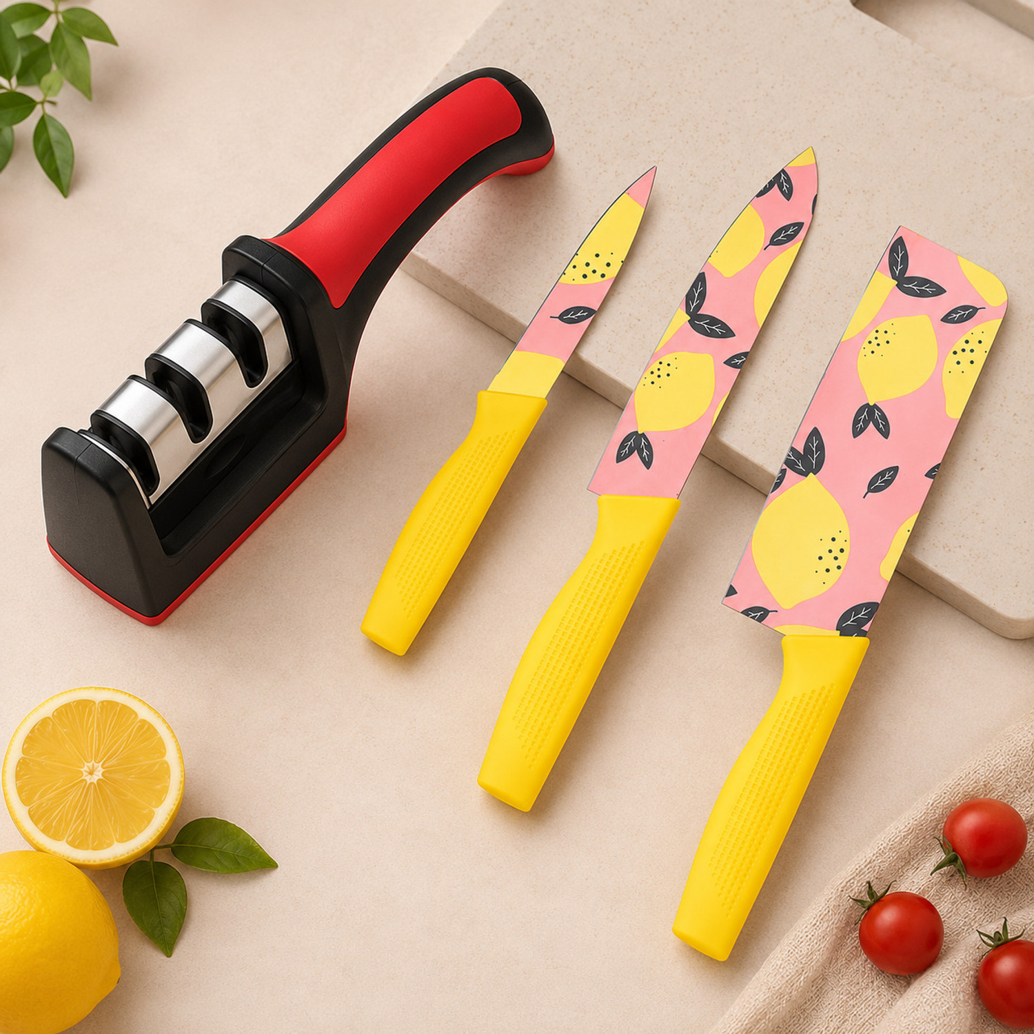 Image of KitchenMartt 4 Pc Stainless Steel Knife Set Knife set Yellow