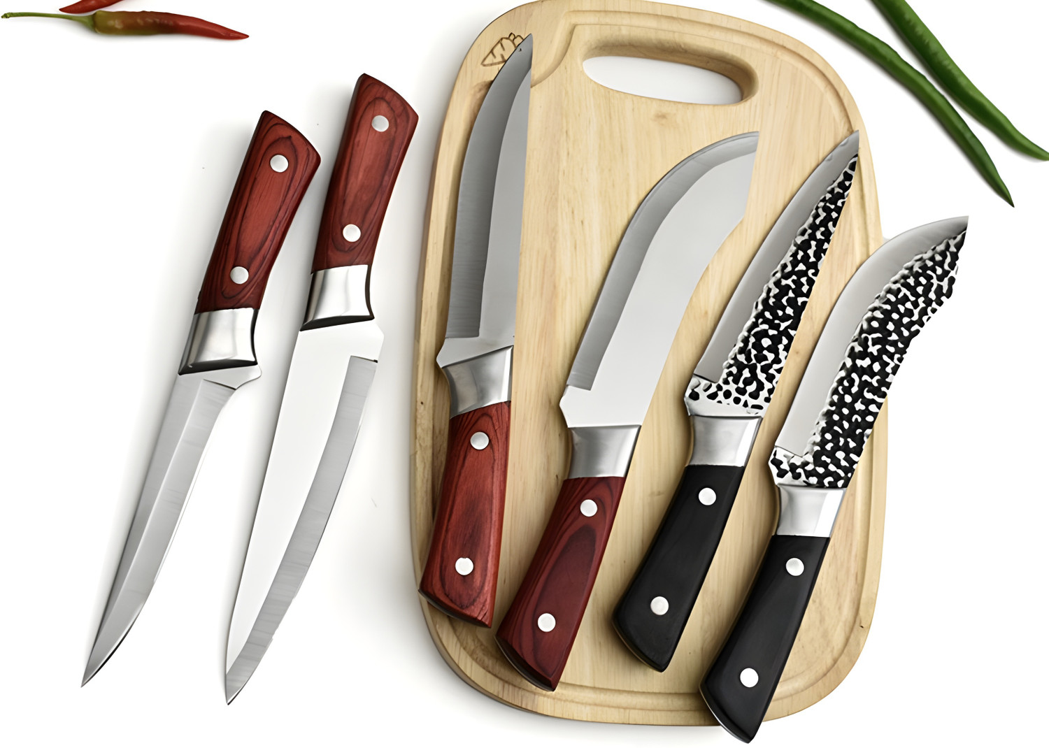 Image of Wizbiz 6 Pc Stainless Steel Knife Set High Carbon Ultra Sharp Kitchen Knives For Paring Cutting Meat Vegetable Fruit