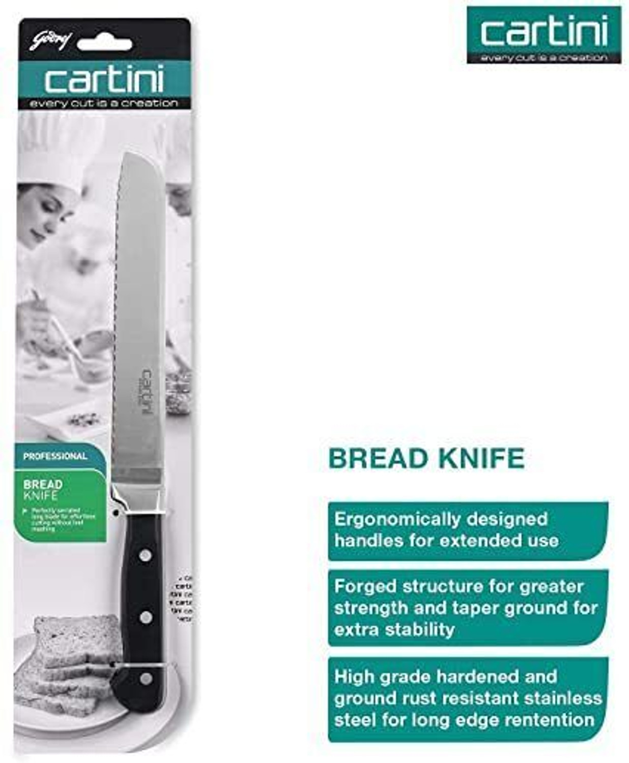 Image of Godrej 1 Pc Stainless Steel Knife Cartini Soft Grip Kitchen Knives kit