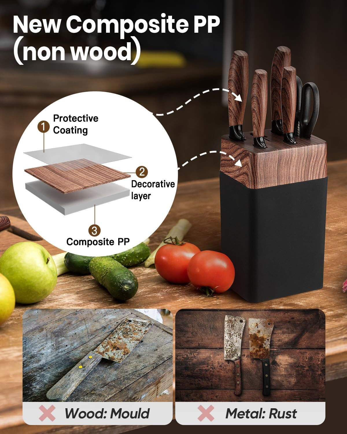 Image of RUDROIMPEX 1 Pc Stainless Steel Knife Set Non-Stick Non-Slip Stainless Steel Kitchen Knife Set with Storage Suitable