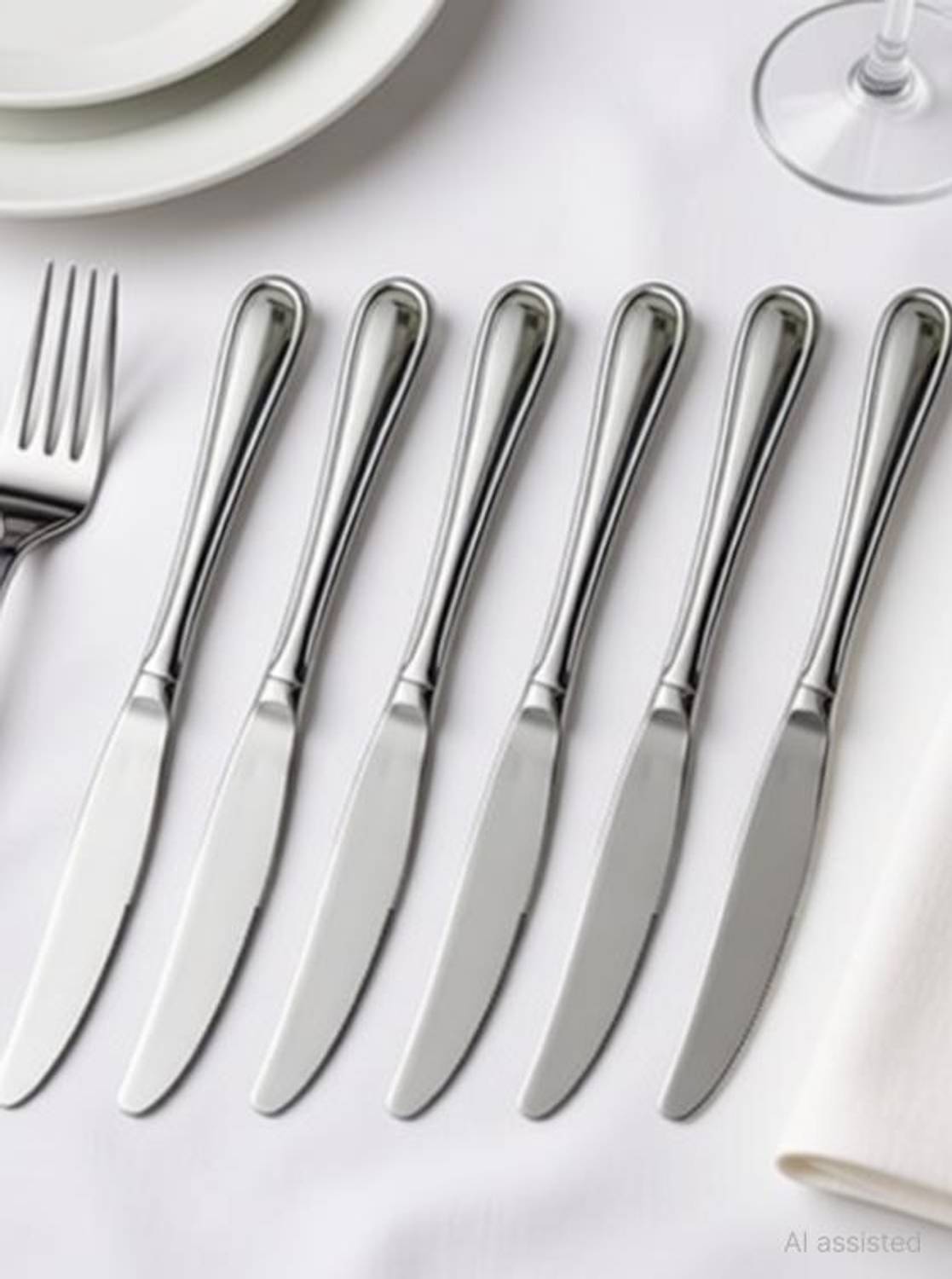 ARSCART 6 Pc Stainless Steel Knife Set Dinner Knives Set with Hollow Handle Table Knife