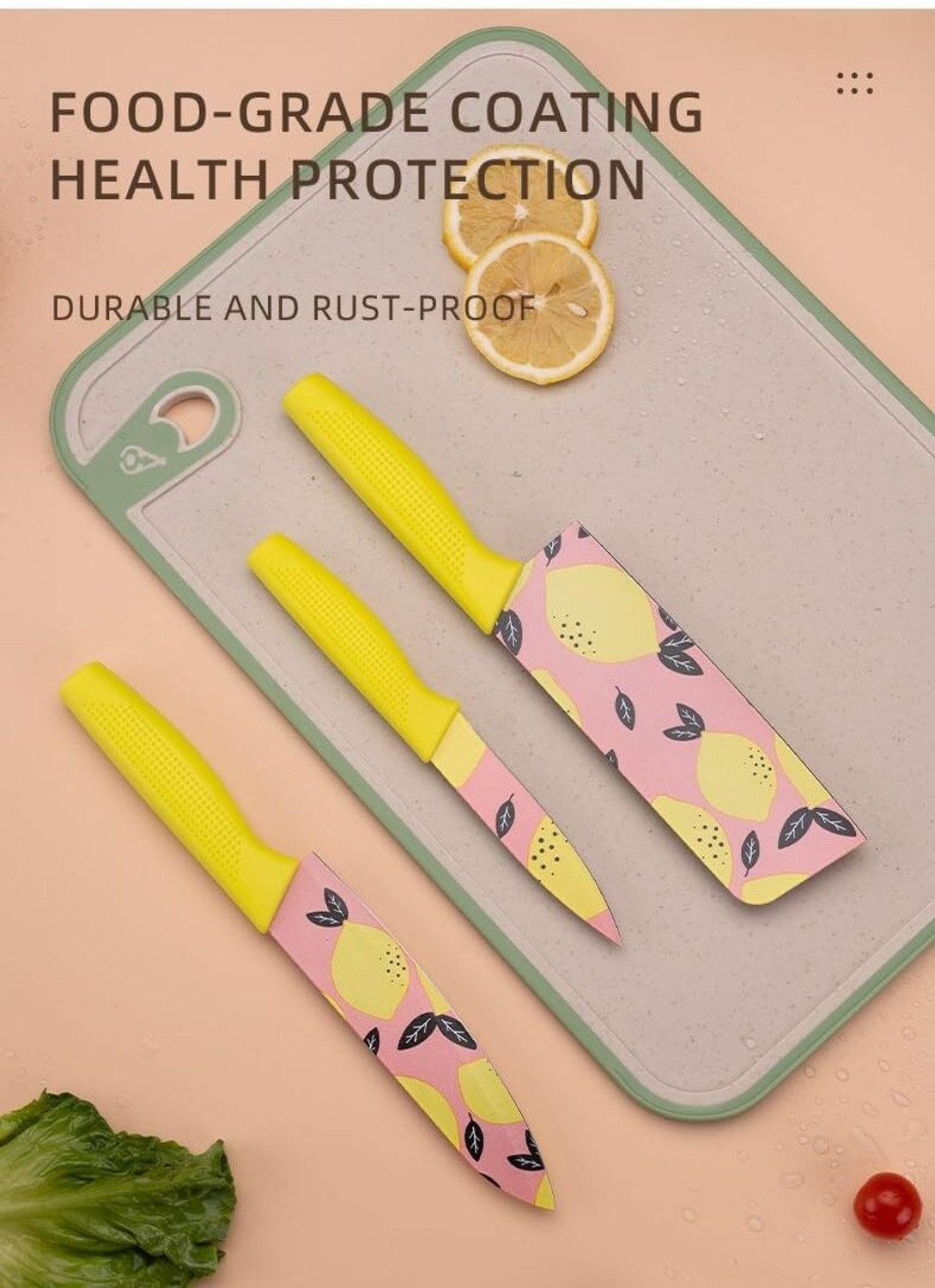 Image of KitchenMartt 4 Pc Stainless Steel Knife Set Knife set Yellow
