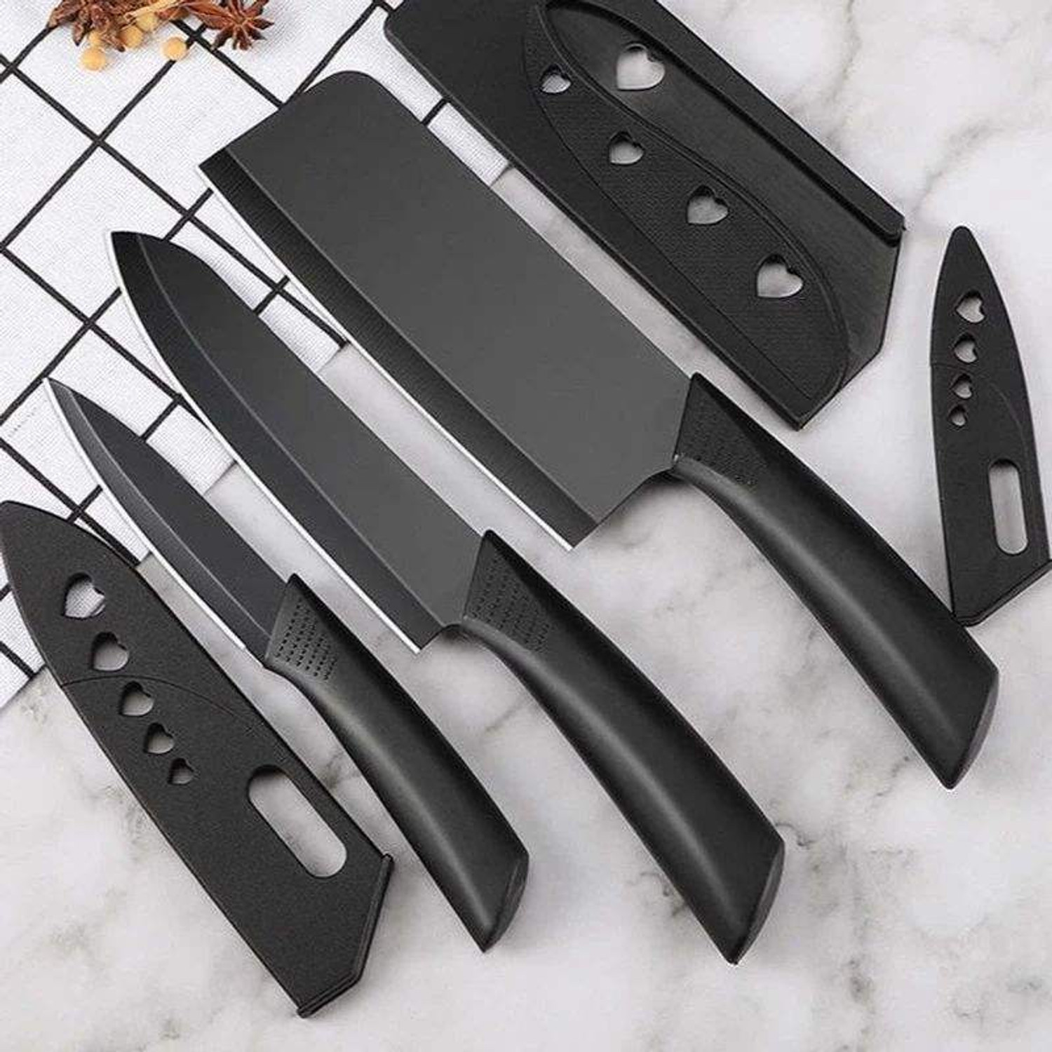 Image of RoyEnterprise 3 Pc Stainless Steel Knife Set Printed SS Ultra Sharp Butcher, Meat, Pairing, Vegetable for Kitchen