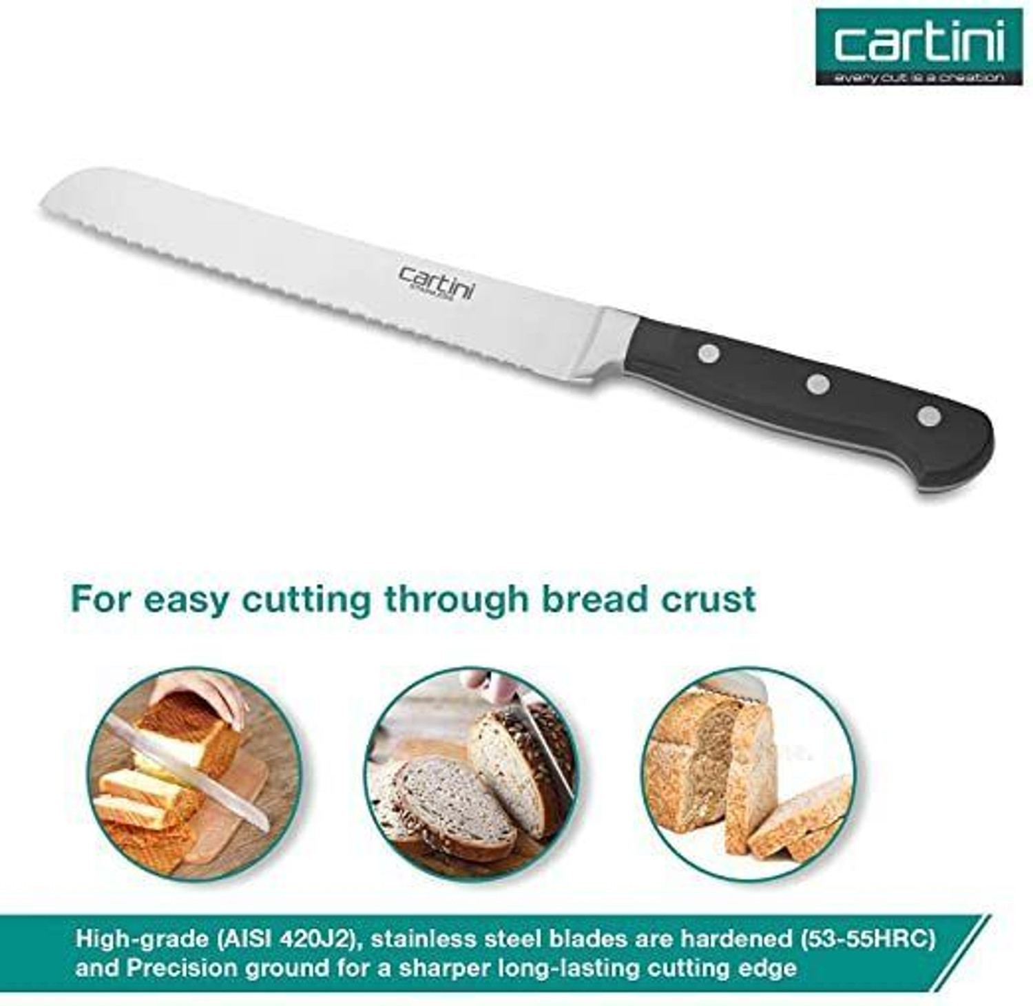 Image of Godrej 1 Pc Stainless Steel Knife Cartini Soft Grip Kitchen Knives kit