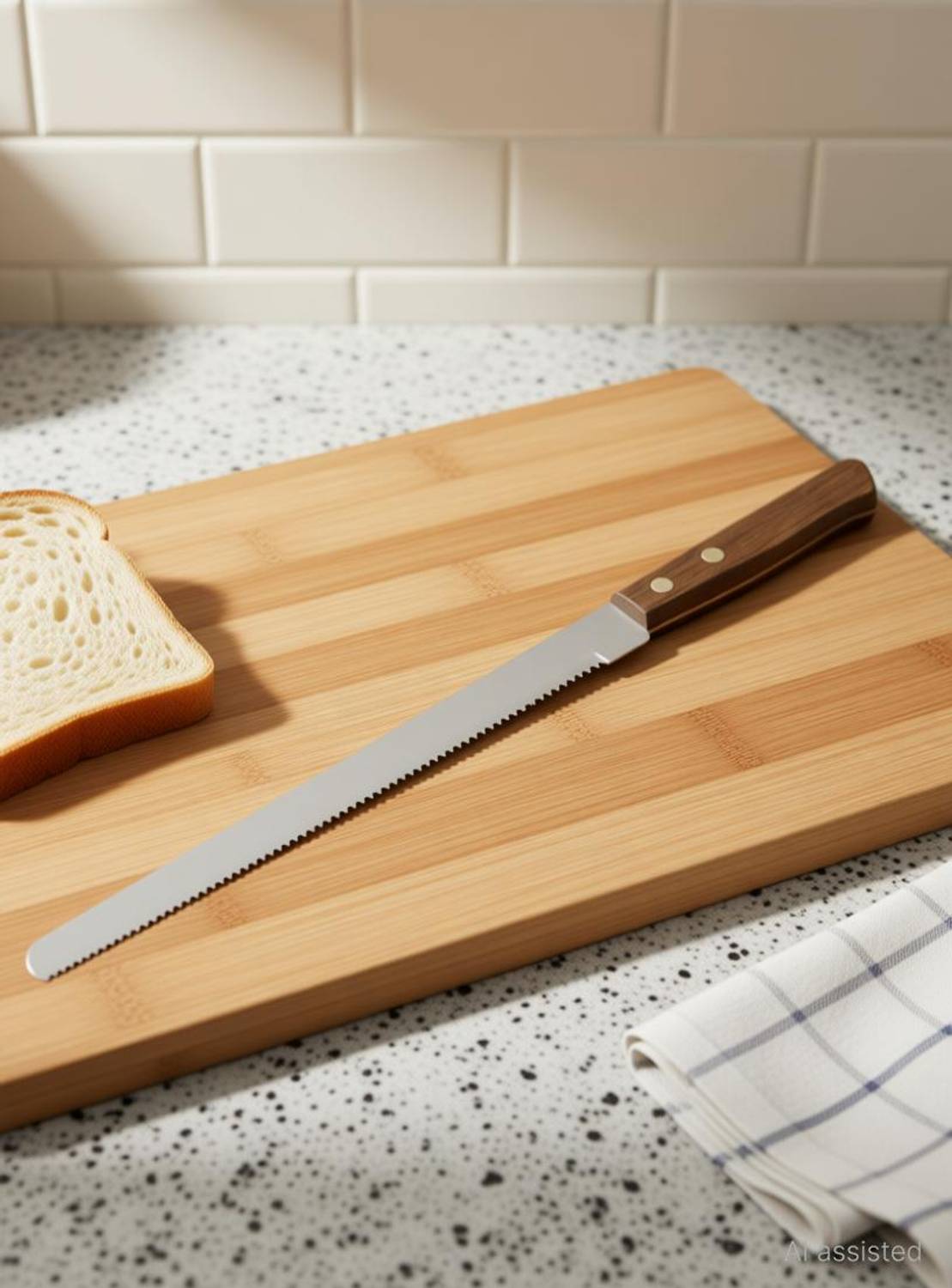 Captoola 1 Pc Stainless Steel Knife Classic Bread Knife Long Serrations Japanese Serrated Kitchen Knife(Silver,1 Pc)