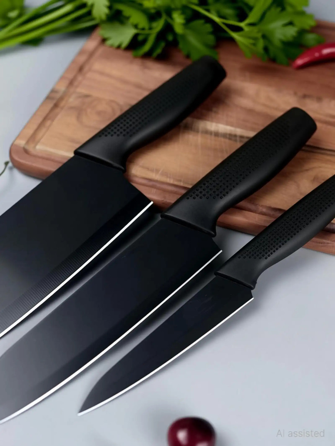 Image of ECUSSI 3 Pc Stainless Steel Knife Set High Carbon Stainless Steel Ultra Sharp Kitchen Knife for Meat & Vegetables
