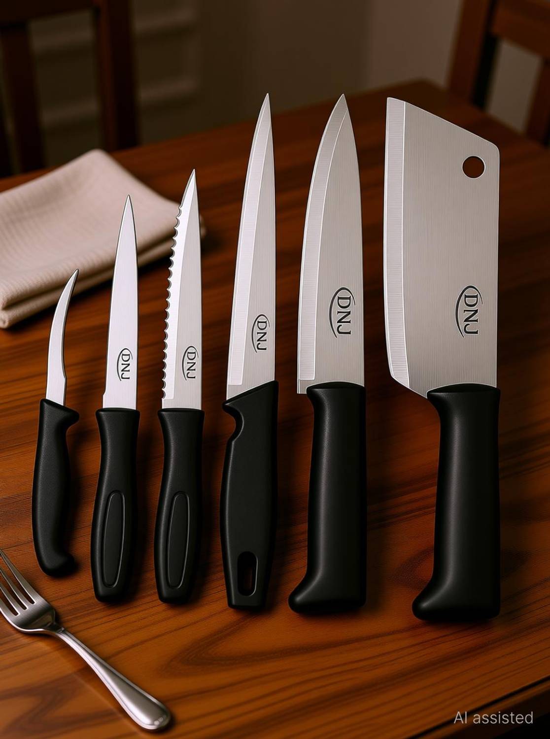 DNJ 6 Pc Stainless Steel Knife Set Kitchen Knife set of 6 , Stainless steel knife set — Knives & Chopping Tools