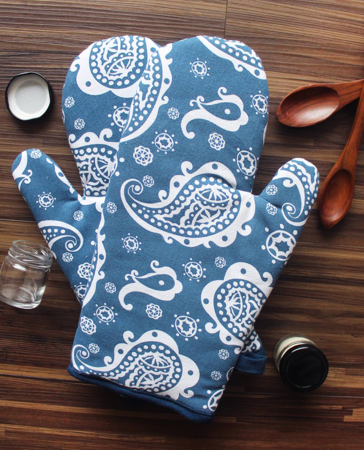 AIRWILL Blue Cotton Kitchen Linen Set