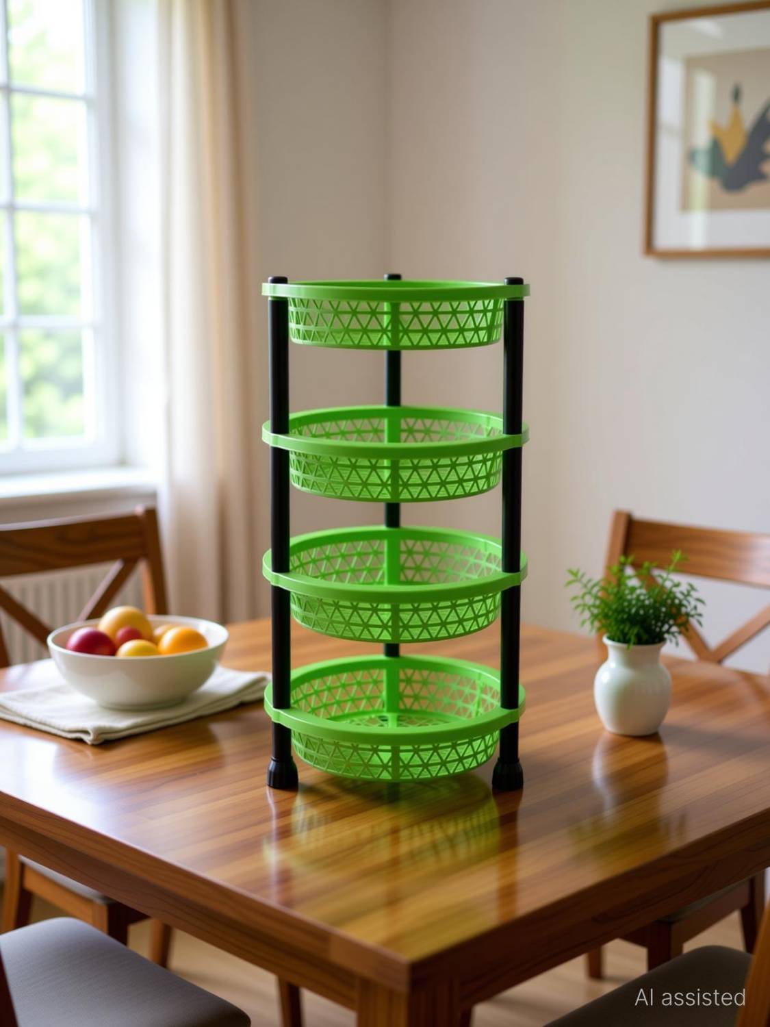 ABADAF Fruits/Vegetables Kitchen Rack Plastic 4-Layer Plastic Kitchen Storage Rack - Multi-Purpose Fruit & Vegetable Basket