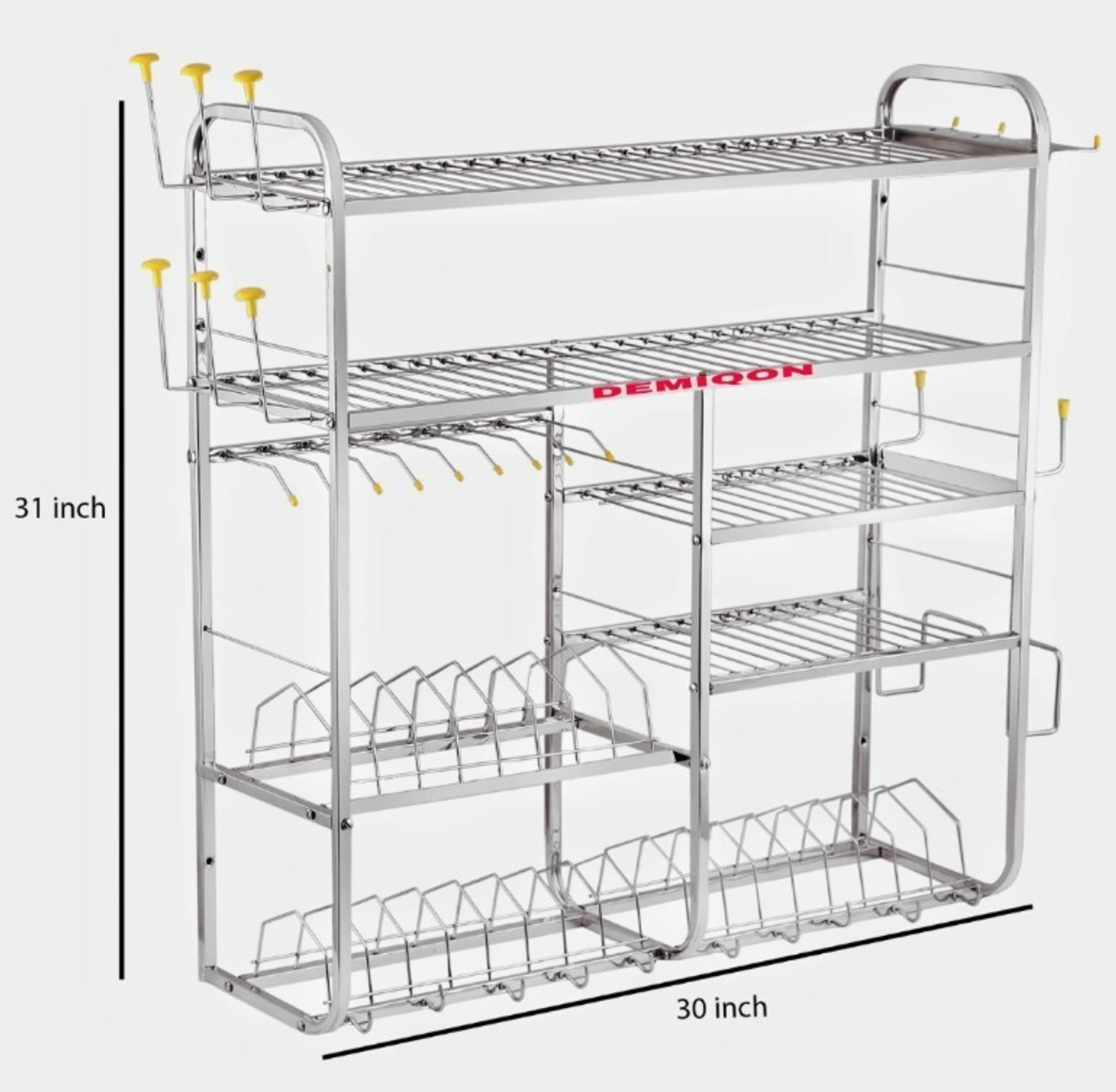 Image of DEMIQON Utensil Kitchen Rack Steel 5 Shelves Dish|Stand|Storage|31 x 30 Inch |