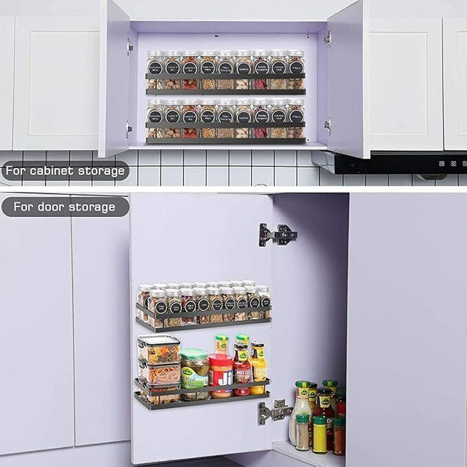 Image of Quicky - Go Quickly Containers Kitchen Rack Iron Wall Mounted Spice Rack Organizer | Heavy-Duty Metal Shelf for Kitchen