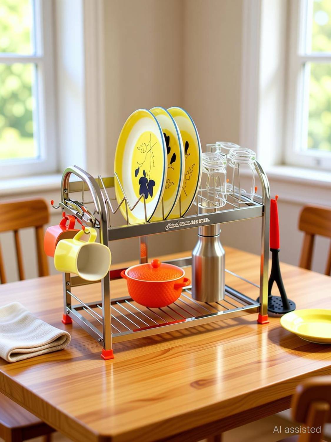 Amol Utensil Kitchen Rack Steel Premium Stainless steel Dish / Wall Mount / Utensils / Vessels / Drainer / Kitchen Organizer Stand