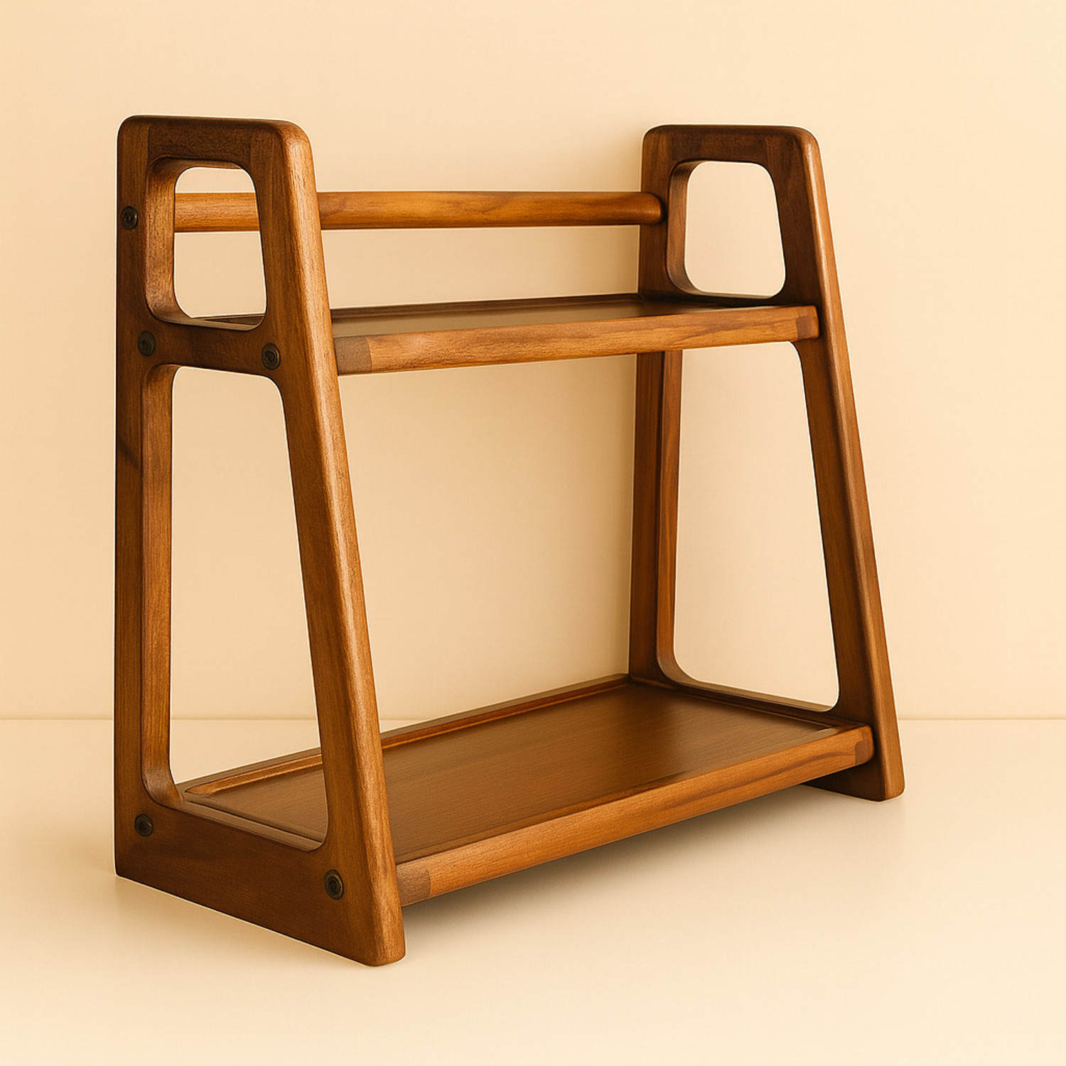 Image of TRACKORZO Containers Kitchen Rack Wood Premium Wooden Kitchen Organizer Rack - 2-Tier Spice & Stand Wooden Kitchen Rack