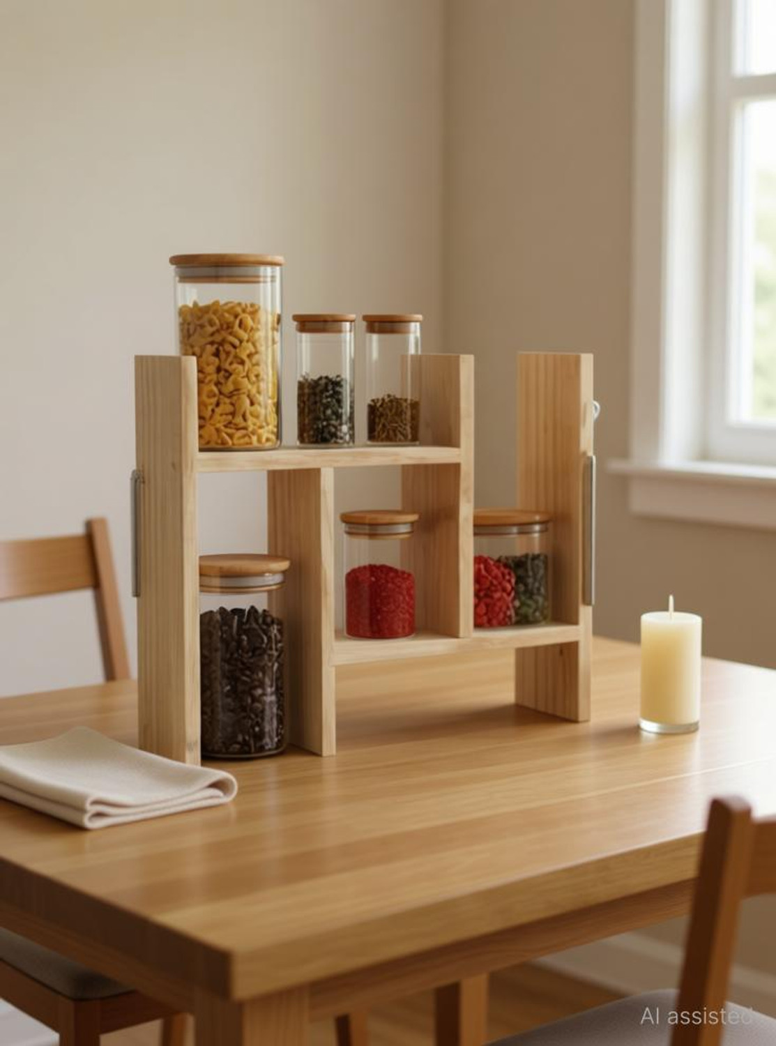 Image of JCT AGRICO Containers Kitchen Rack Wood natuarl wooden kitchen rack /shelf /organizer /stand