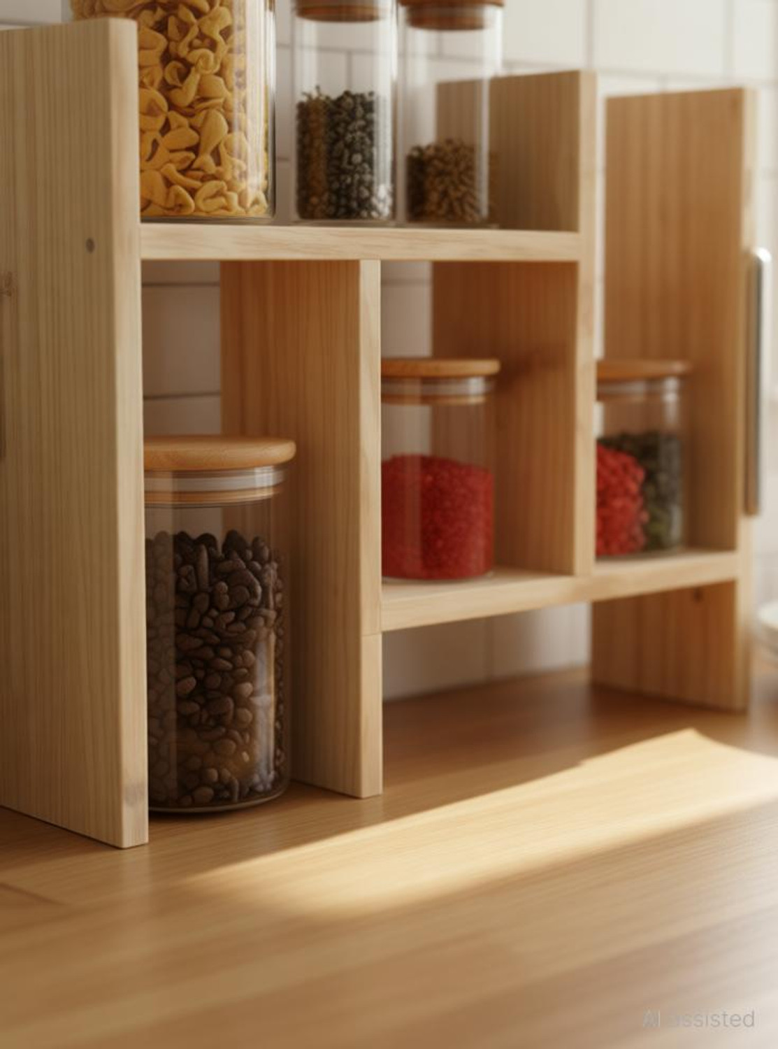 Image of JCT AGRICO Containers Kitchen Rack Wood natuarl wooden kitchen rack /shelf /organizer /stand