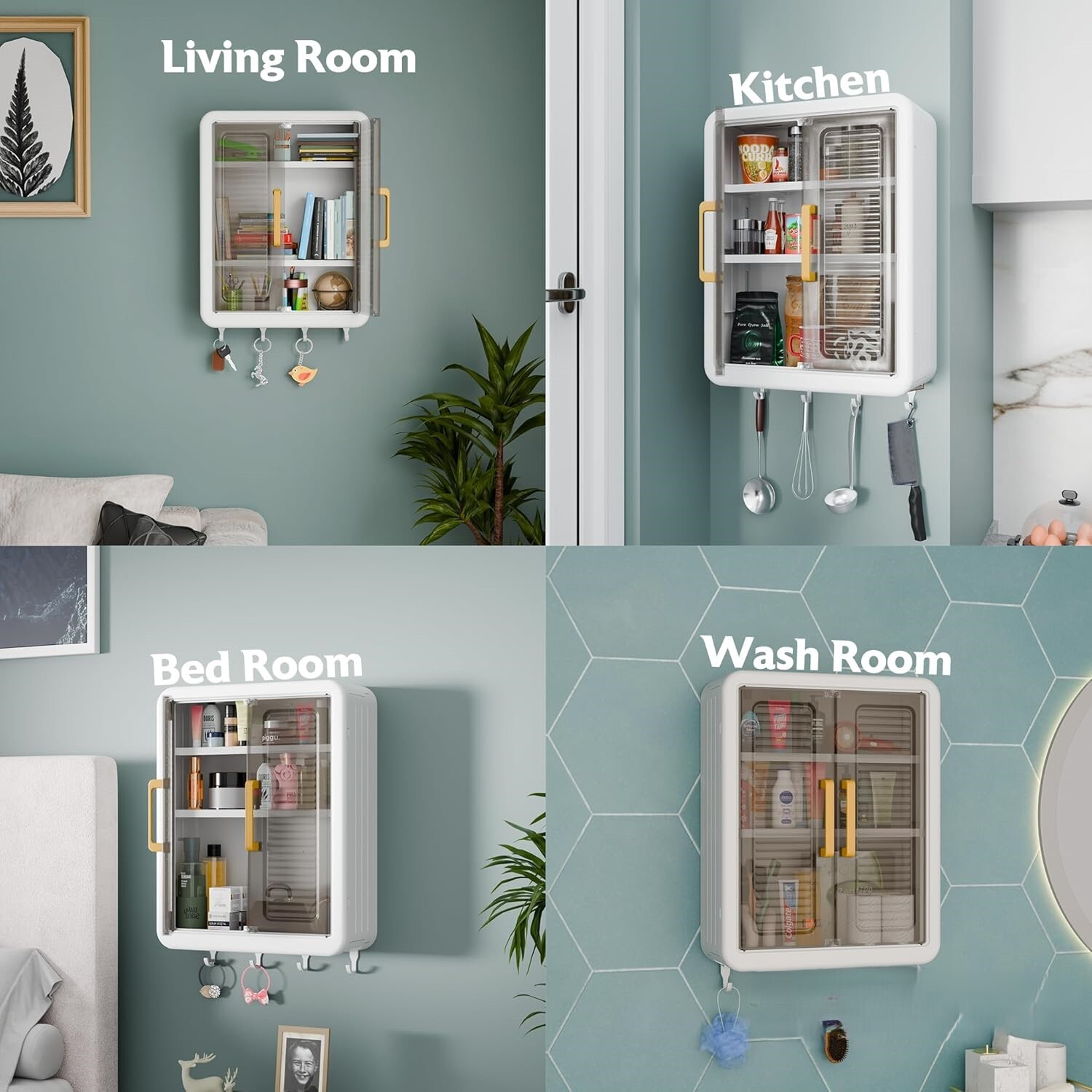 Image of MGKENTERPRISE Bathroom Storage Organizer /Bathroom Cabinet /Bathroom Shelf Plastic Wall Shelf