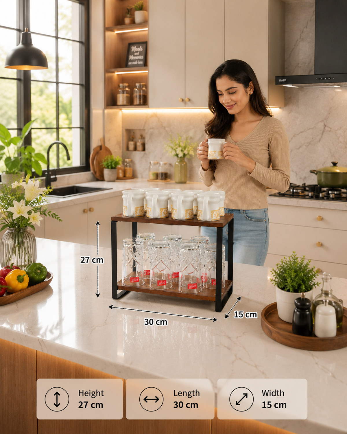 Image of RSHandicrafts Containers Kitchen Rack Wood wooden spice rack, masala rack, kitchen organizer, spice stand wooden,