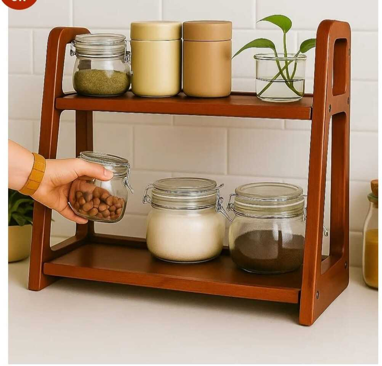 Image of ARTSN Utensil Kitchen Rack Wood Modern Design for Home & Office
