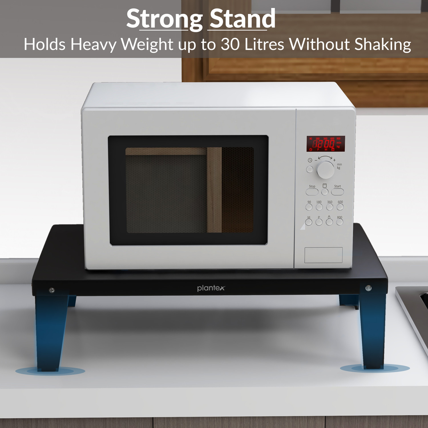 Image of Plantex Containers Kitchen Rack Iron Heavy Gi Metal Universal Microwave Oven Fix Stand for Kitchen Platform - Floor (Up to 30L)
