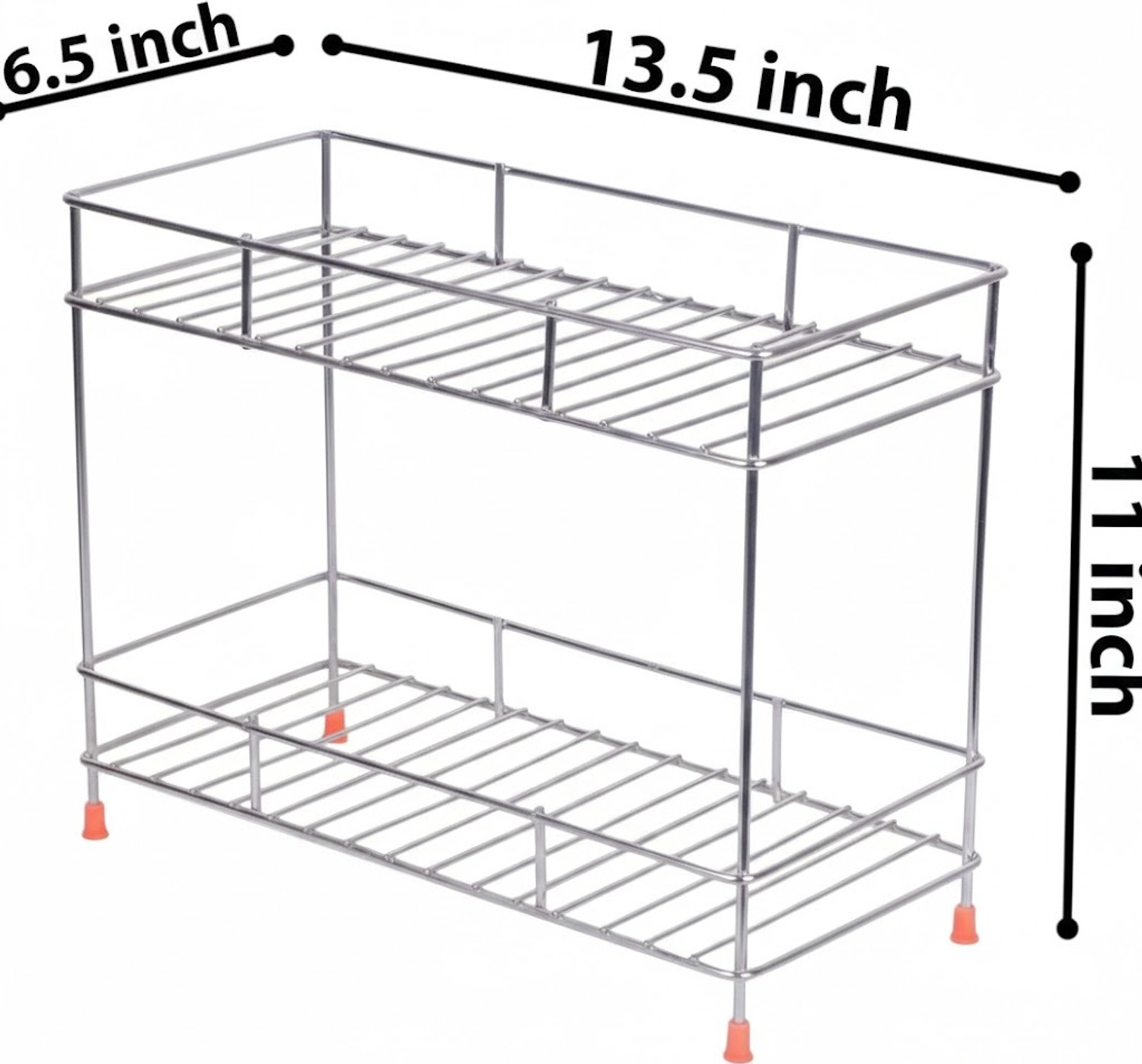 Image of Pro Astrol 2 Layer Kitchen Spice Rack Stainless Steel Kitchen Trolley