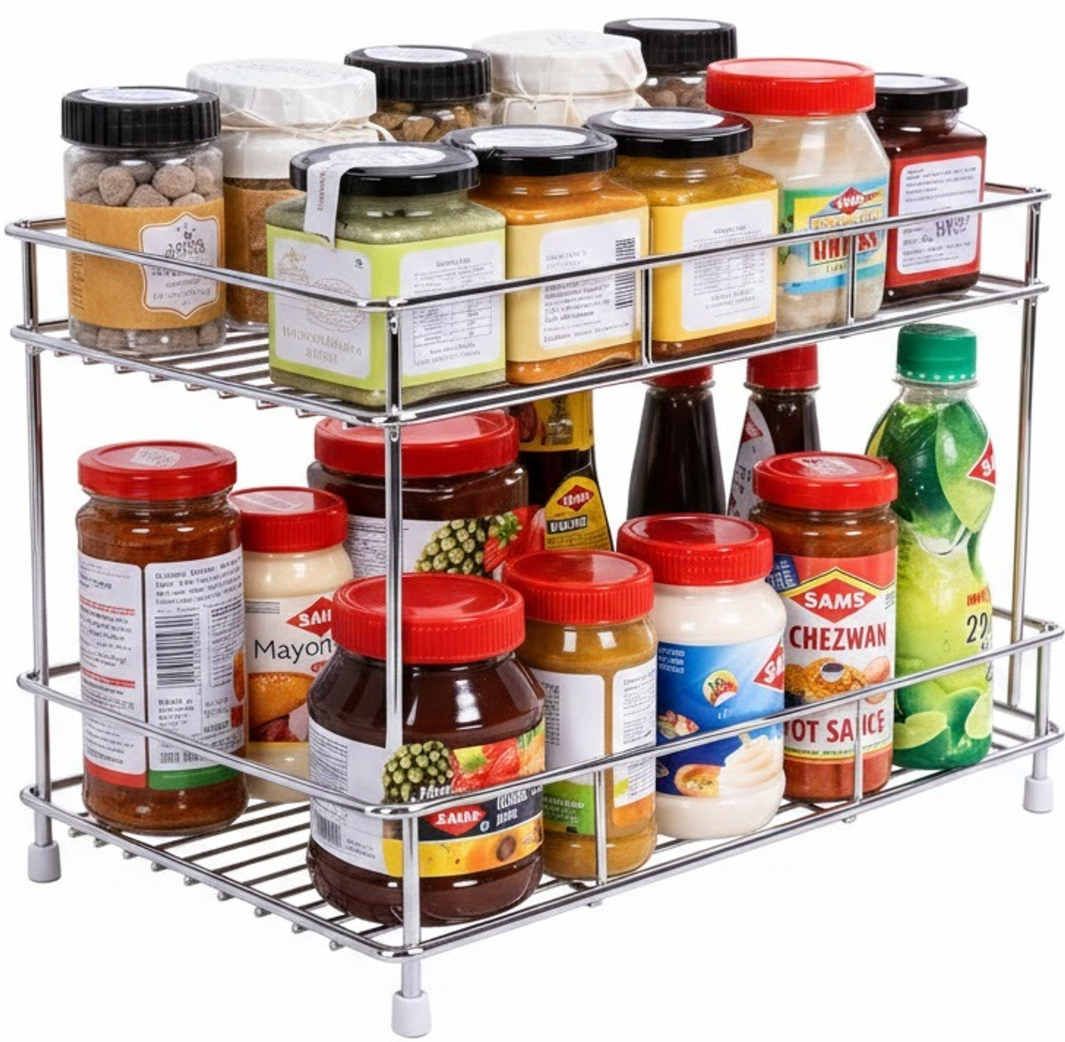 Image of Pro Astrol 2 Layer Kitchen Spice Rack Stainless Steel Kitchen Trolley