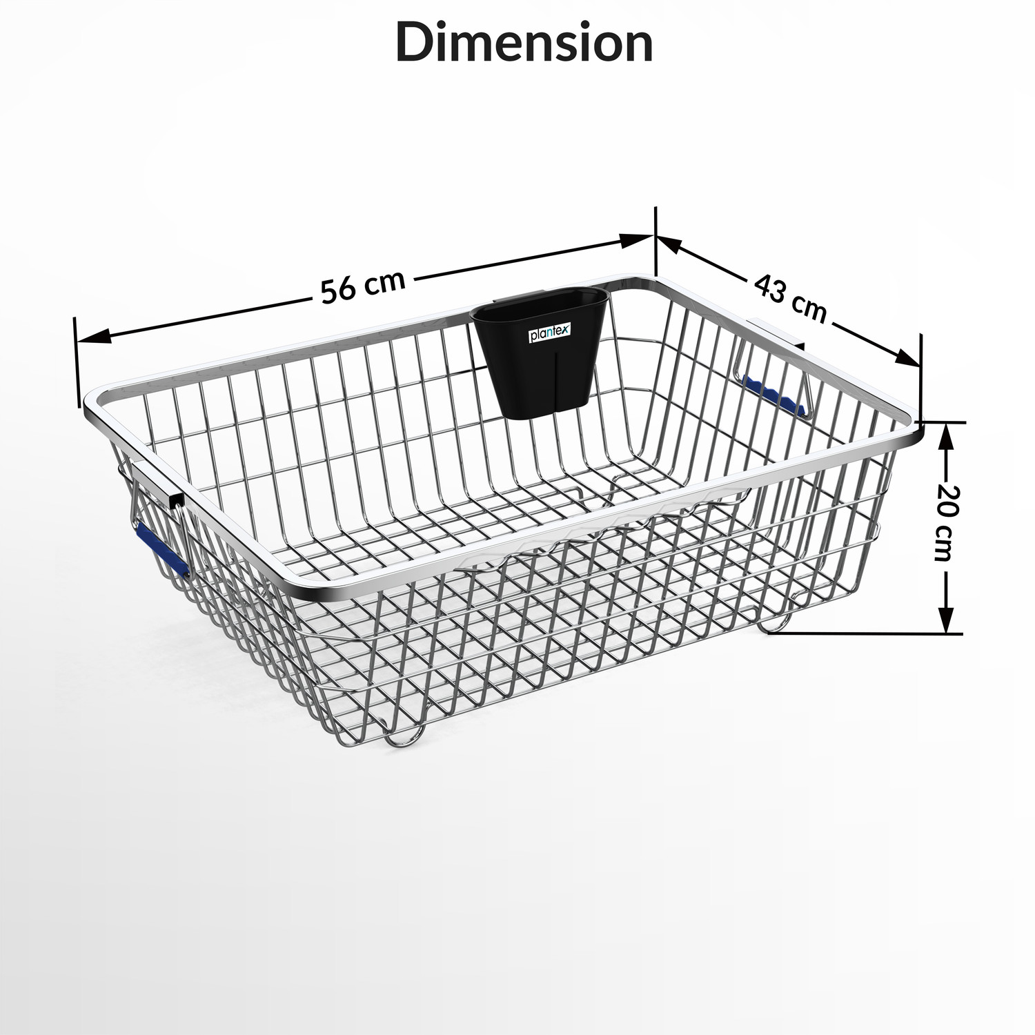 Image of Plantex Dish Drainer Kitchen Rack Stainless-Steel Dish Drying Rack /Plate Stand / Bartan Basket (Size-58x45x20cm) Steel