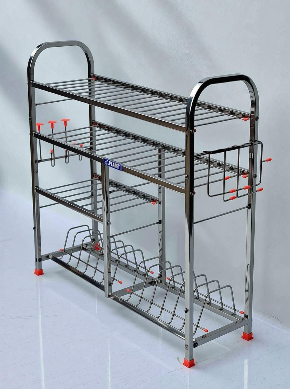 Image of tsw Utensil Kitchen Rack Steel Stainless Steel Kitchen Rack | Dish Rack | Square Pipe Stand (24x24 inches)