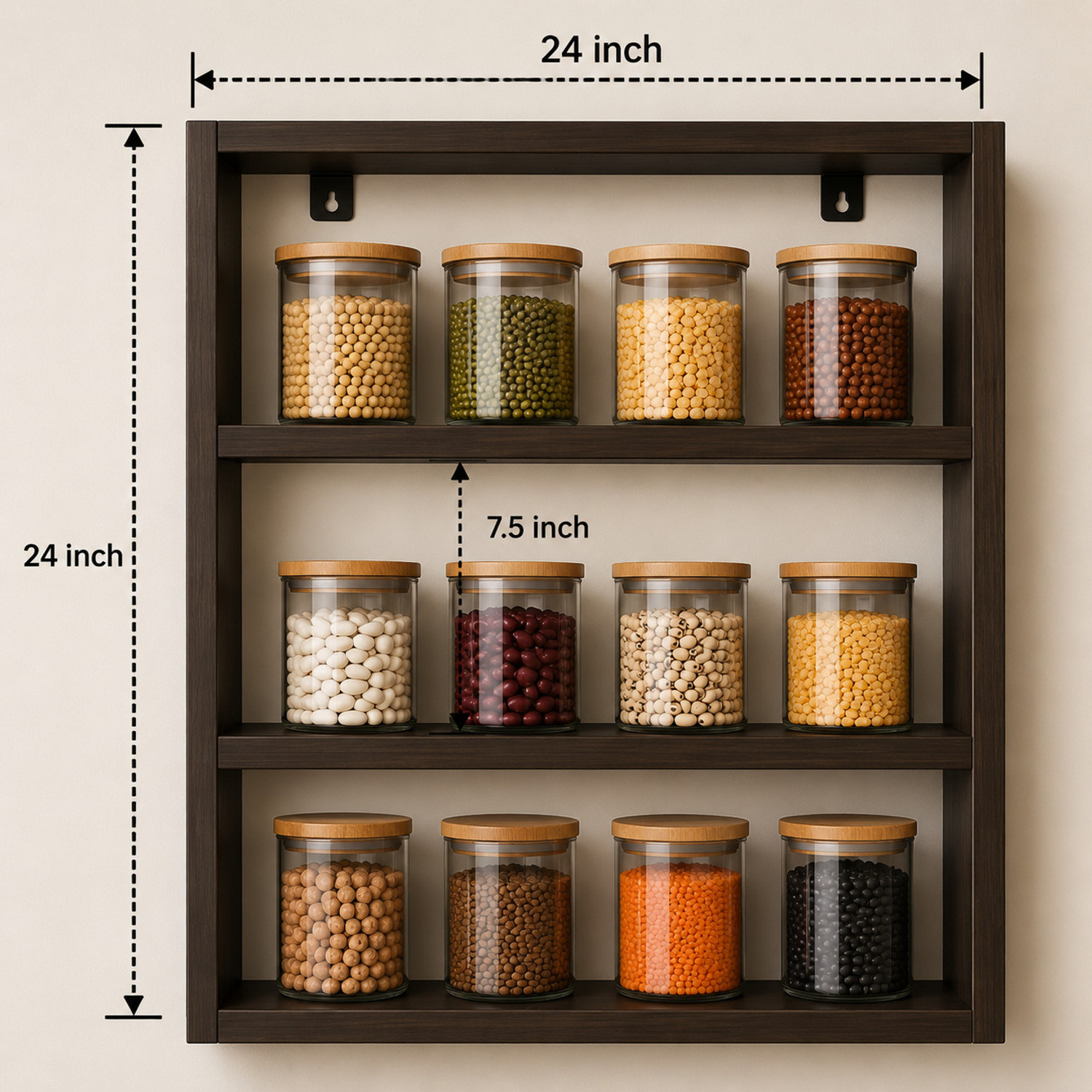 Image of Zafiro Containers Kitchen Rack Wood Wooden Wall Mounted Shelves for Kitchen / Kitchen Storage Shelf / Wall Shelf