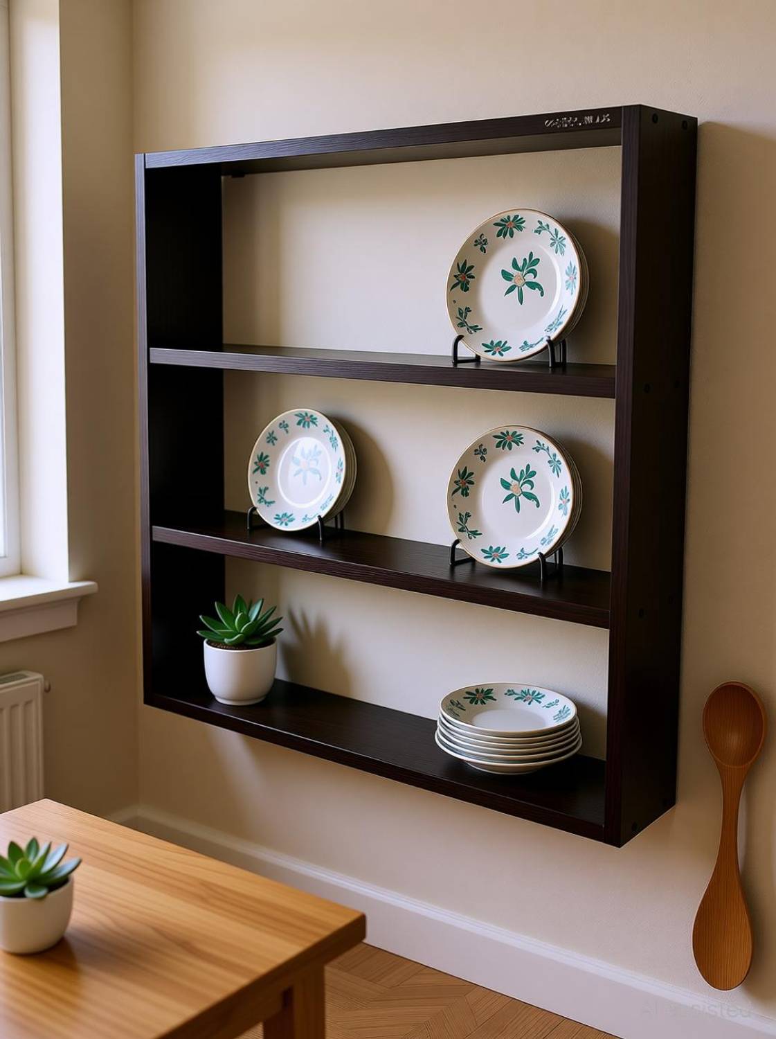 Carvedcreations Containers Kitchen Rack Wood 3 Tier Multipurpose Wood Wall Mounted Kitchen Wall Hanging Shelves