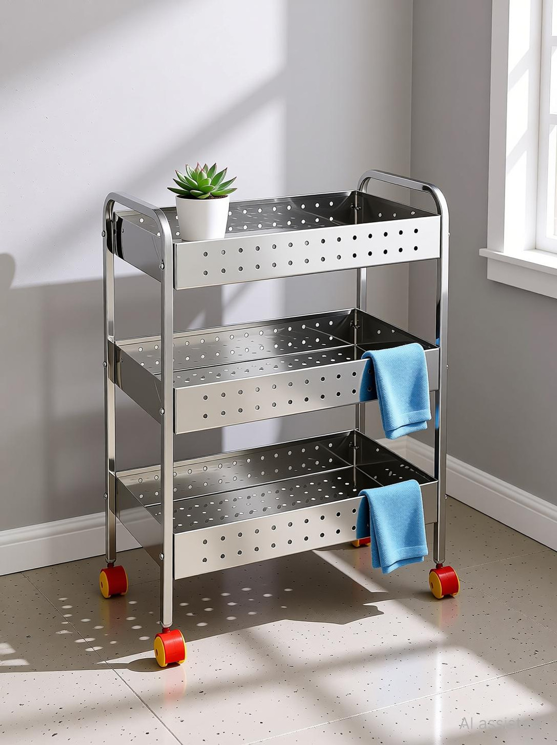 Image of ASTECH Fruits /Vegetables Kitchen Rack Steel KITCHEN VAGETABLE TROLLEY