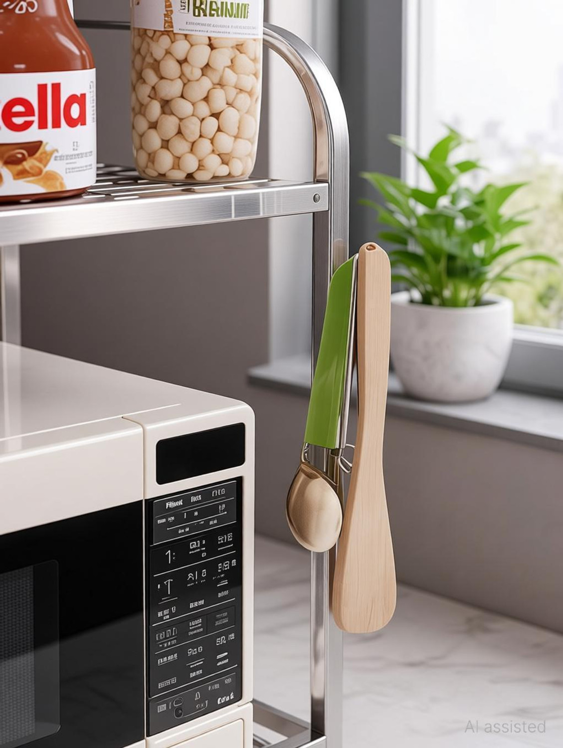 Image of Flipkart SmartBuy Utensil Kitchen Rack Steel Oven Rack Microwave Stand 2 Tier Microwave Shelf Rack for Kitchen