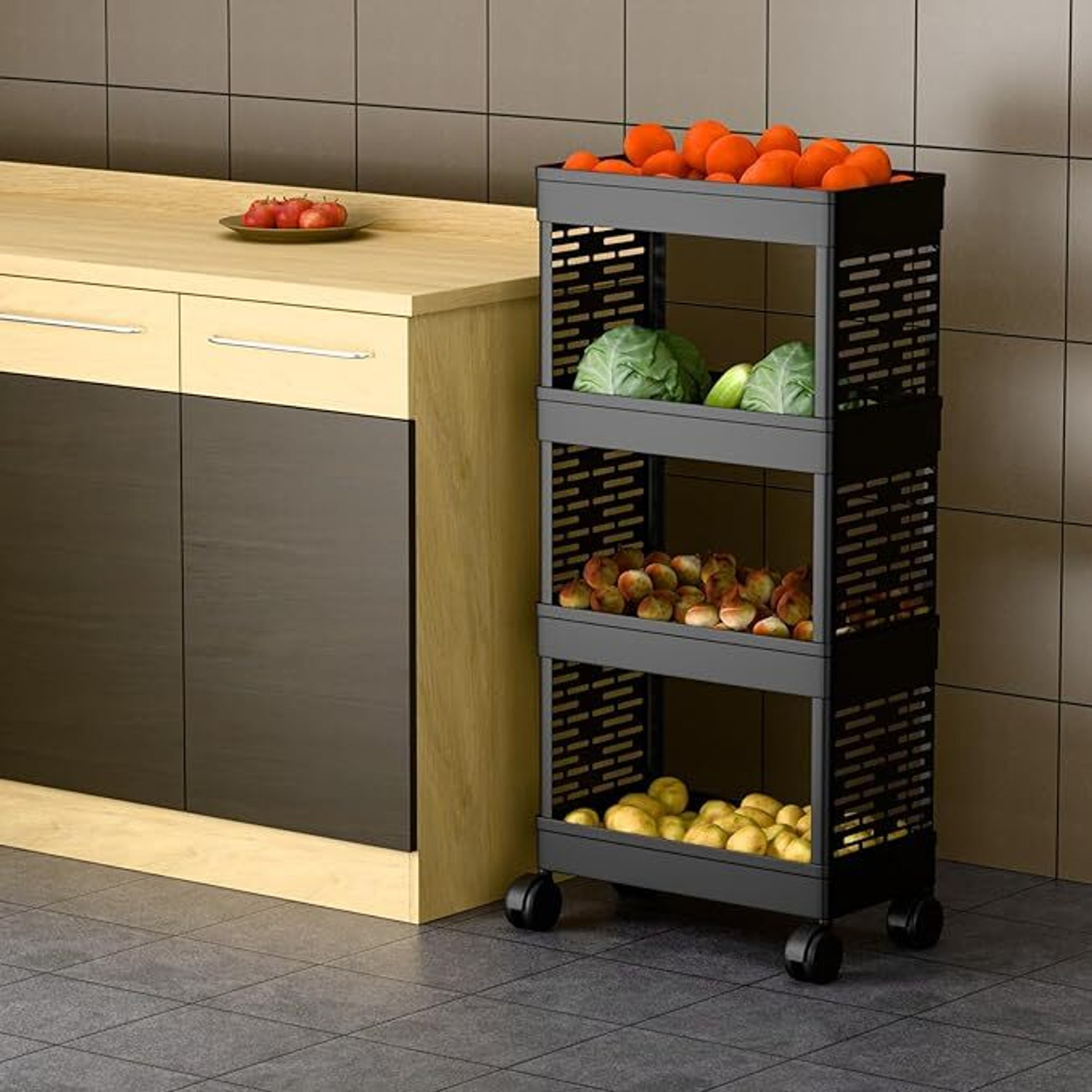Image of ASHLAS kitchen trolley with wheels Plastic Kitchen Trolley