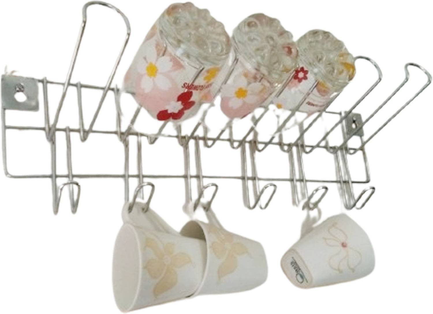 APPGEN Cup Kitchen Rack Steel Wall Hanging Cup Holder Stainless Steel Cup Glass Stand (ONLY STAND)