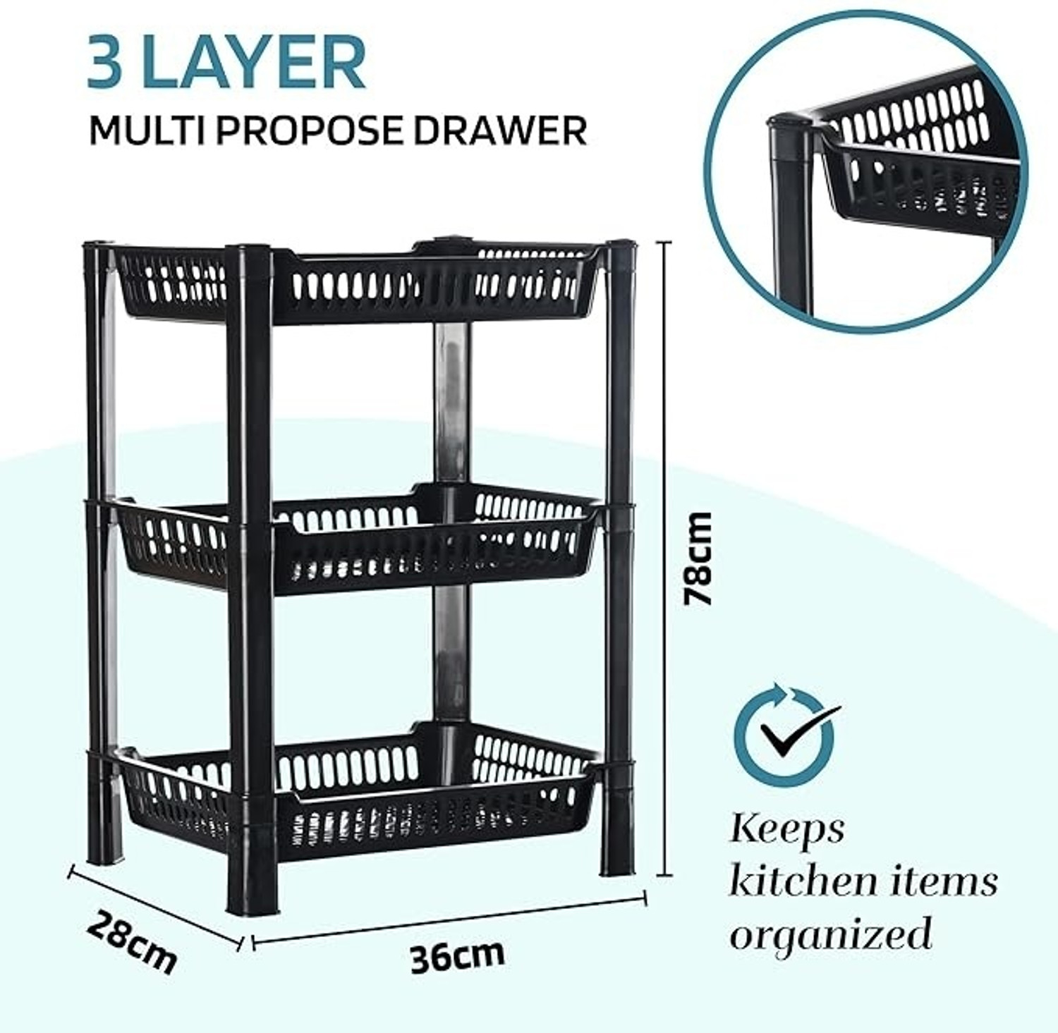 Image of RN Kart Fruits /Vegetables Kitchen Rack Plastic Vegetable Stand