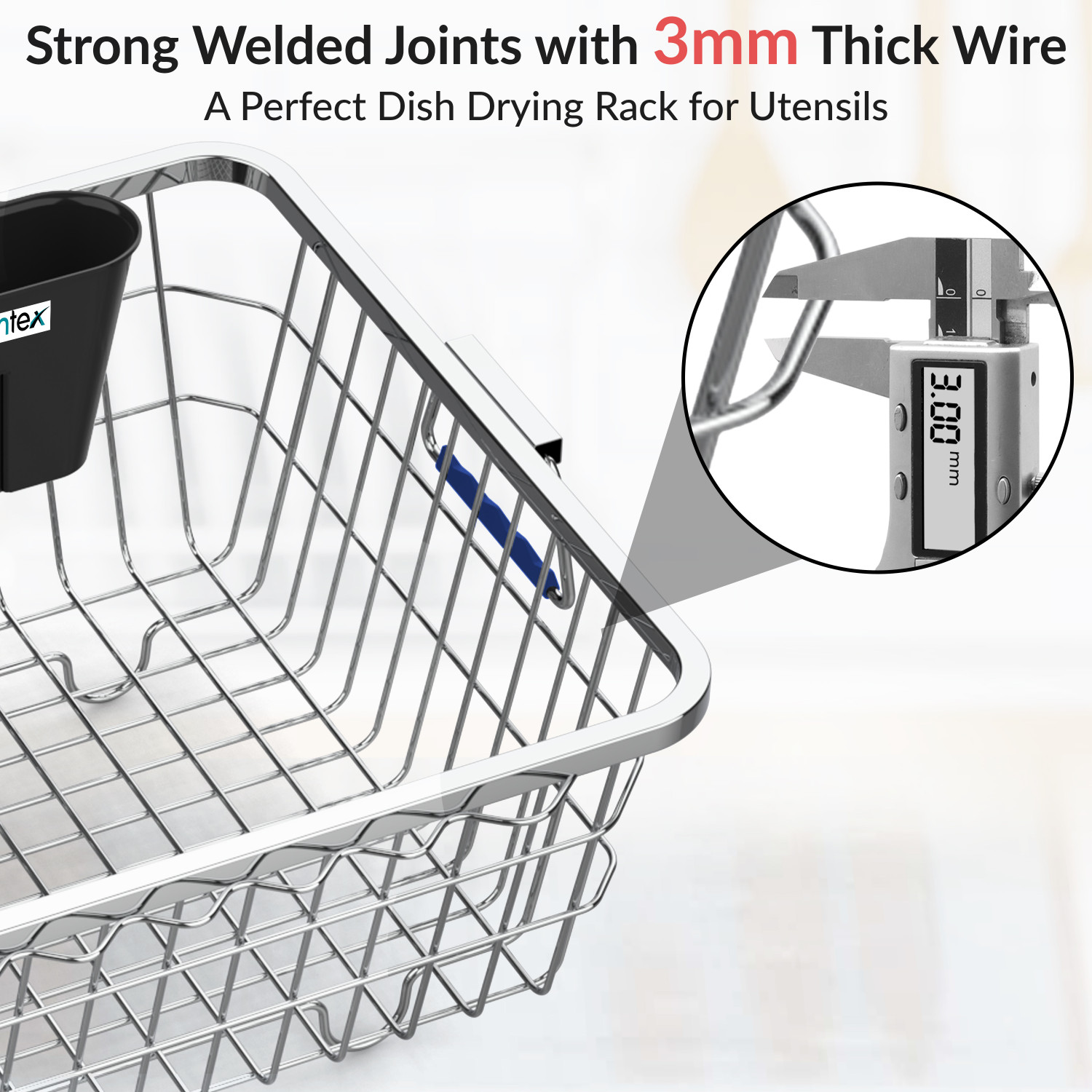 Image of Plantex Dish Drainer Kitchen Rack Stainless-Steel Dish Drying Rack /Plate Stand / Bartan Basket (Size-58x45x20cm) Steel