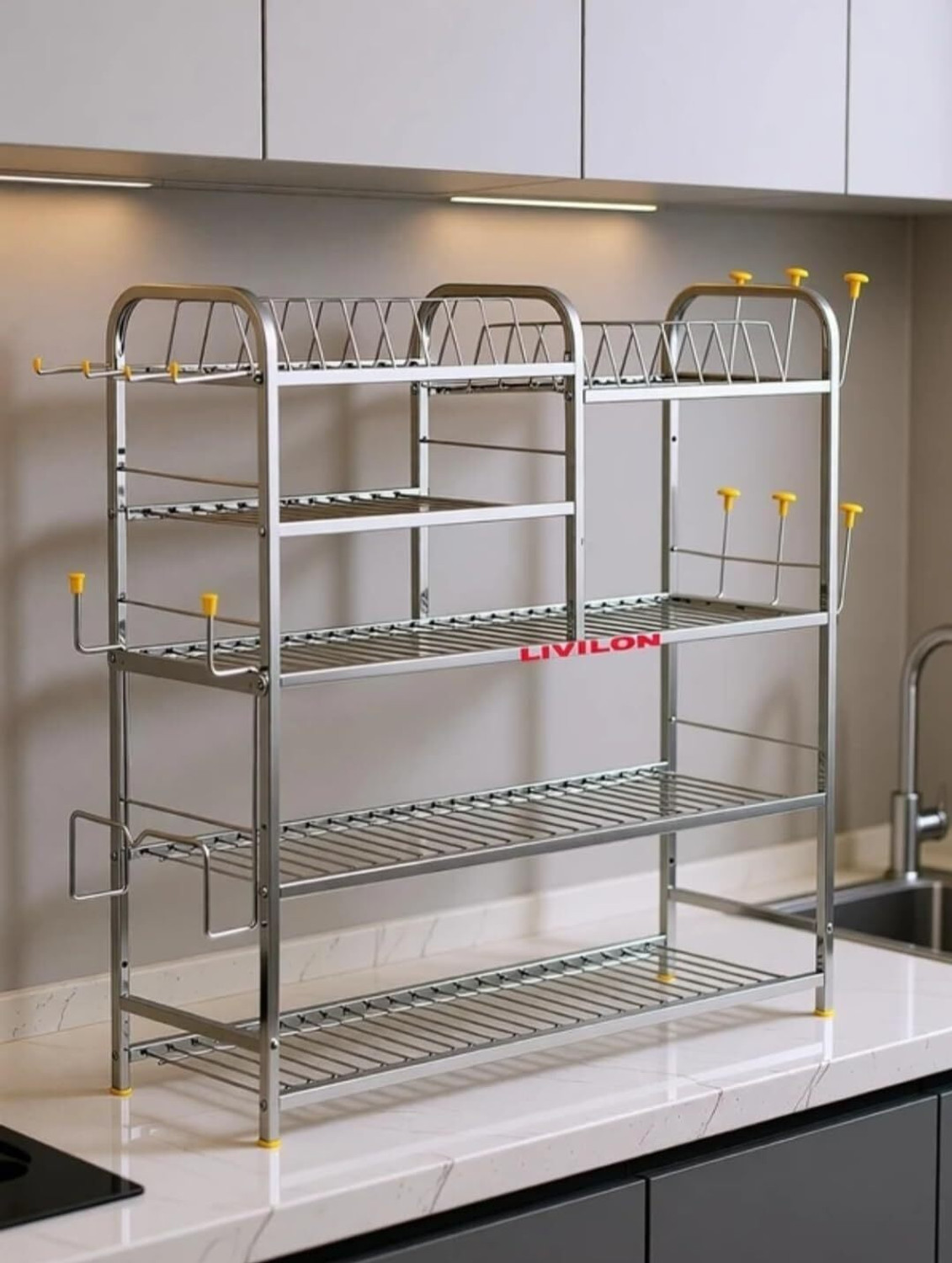 Image of L LIVILON Utensil Kitchen Rack Steel