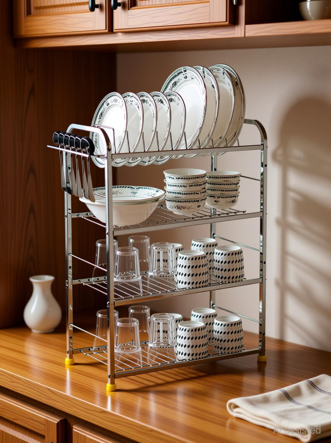 Image of SHREE BALAJI TRADING Dish Drainer Kitchen Rack Steel 24x18 Inch Small Family Rack