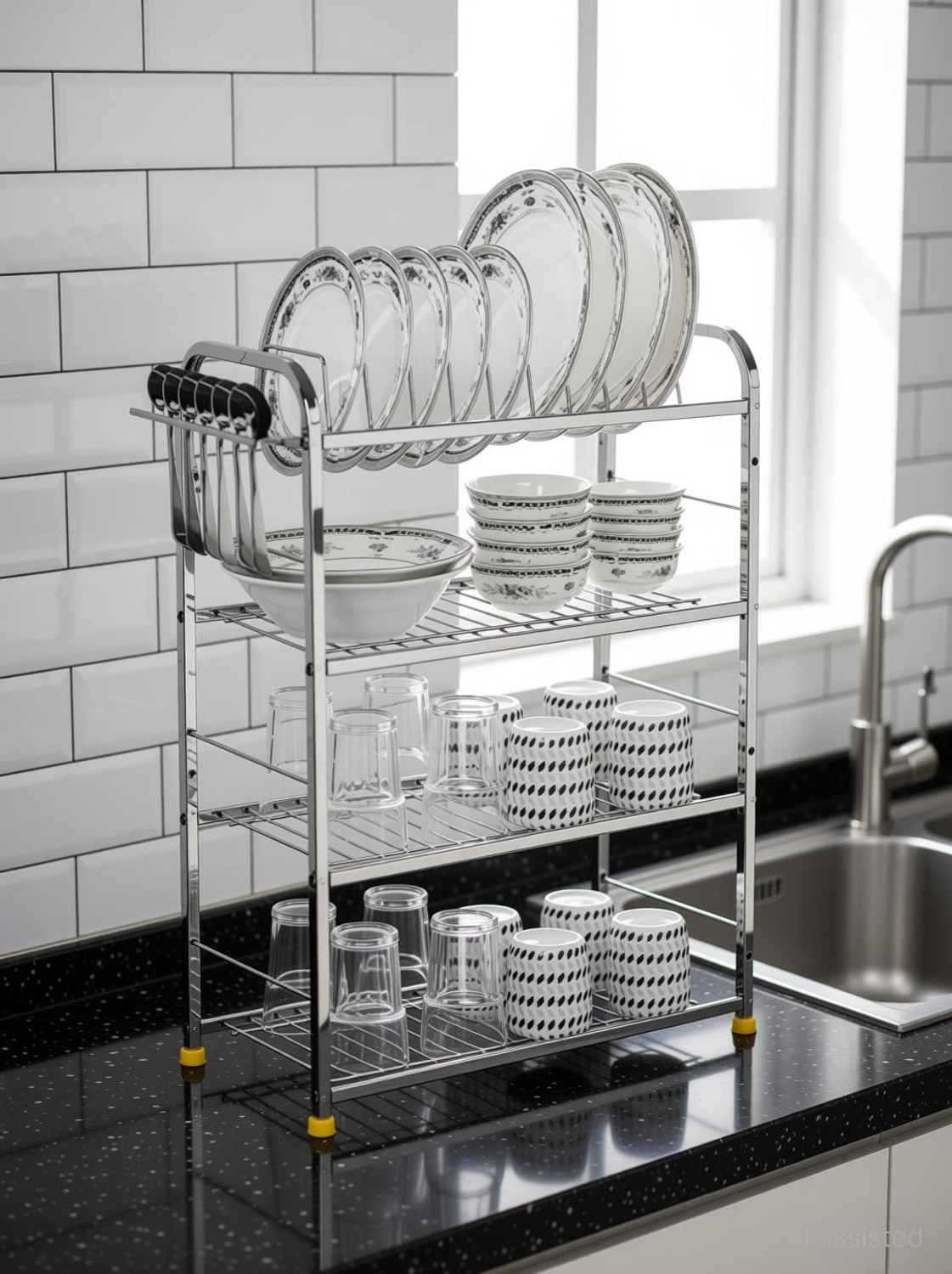 Image of SHREE BALAJI TRADING Dish Drainer Kitchen Rack Steel 24x18 Inch Small Family Rack