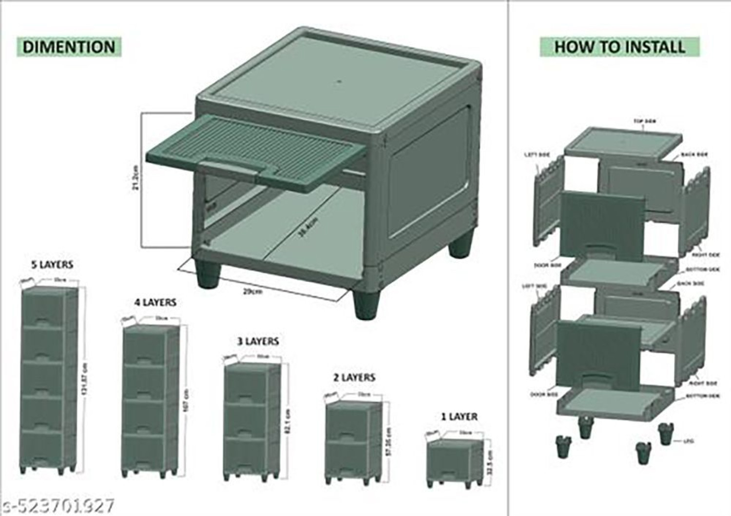 Image of MAXTID 5 Layer White Cabinet Drawer for Home & Hospital, school Office Set
