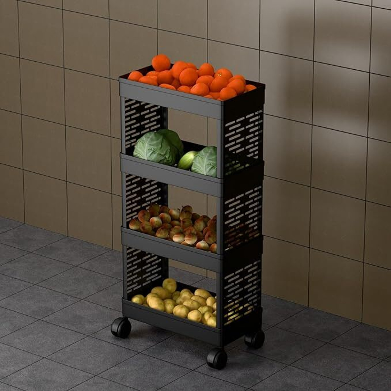 Image of ASHLAS kitchen trolley with wheels Plastic Kitchen Trolley