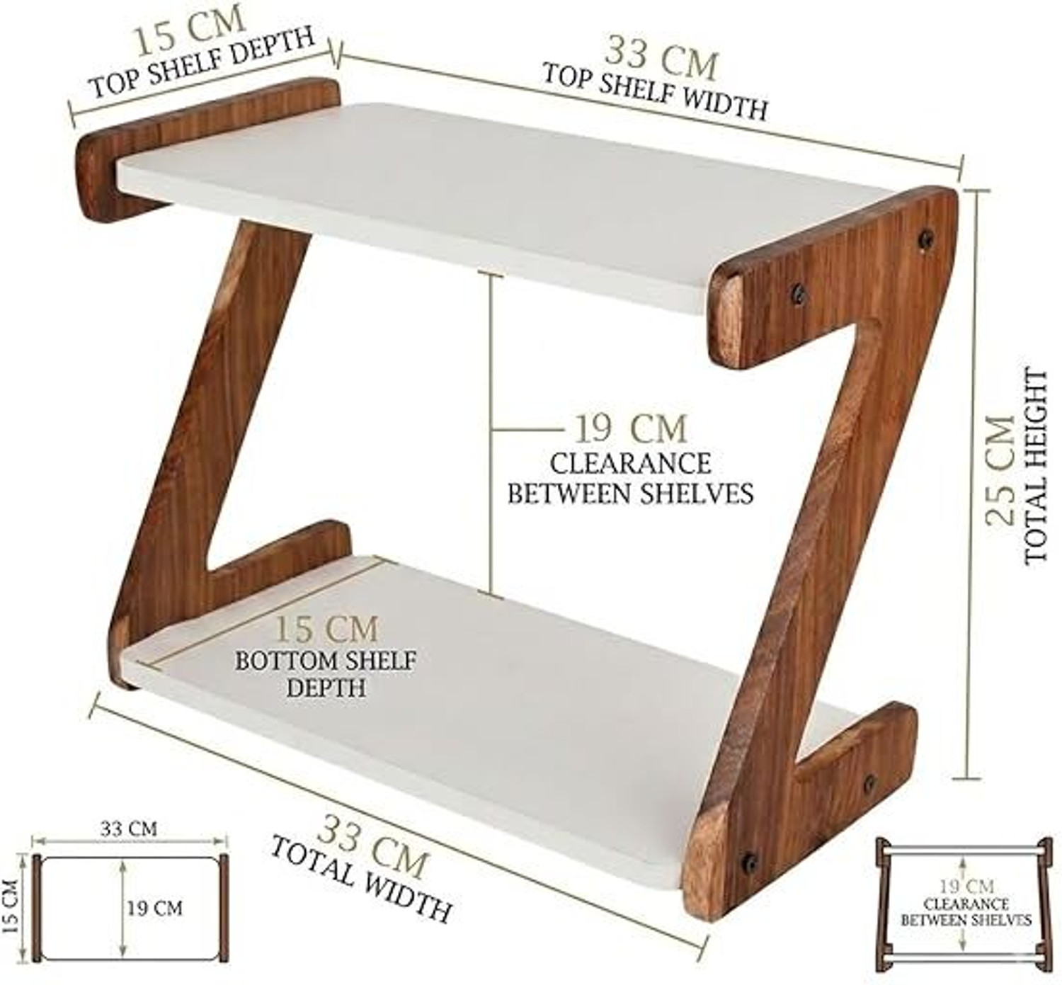 Image of RoyalMDFdecore Cutlery Kitchen Rack Woodify 2-Tier Wooden Spice Rack Organizer Wood