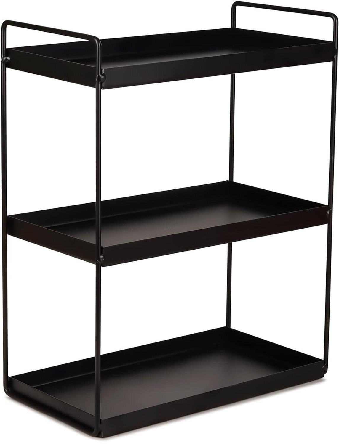 Image of CrystalCraftss Containers Kitchen Rack Iron 3 Tier Metal Storage Rack Multipurpose Kitchen Cosmetic Organizer Black
