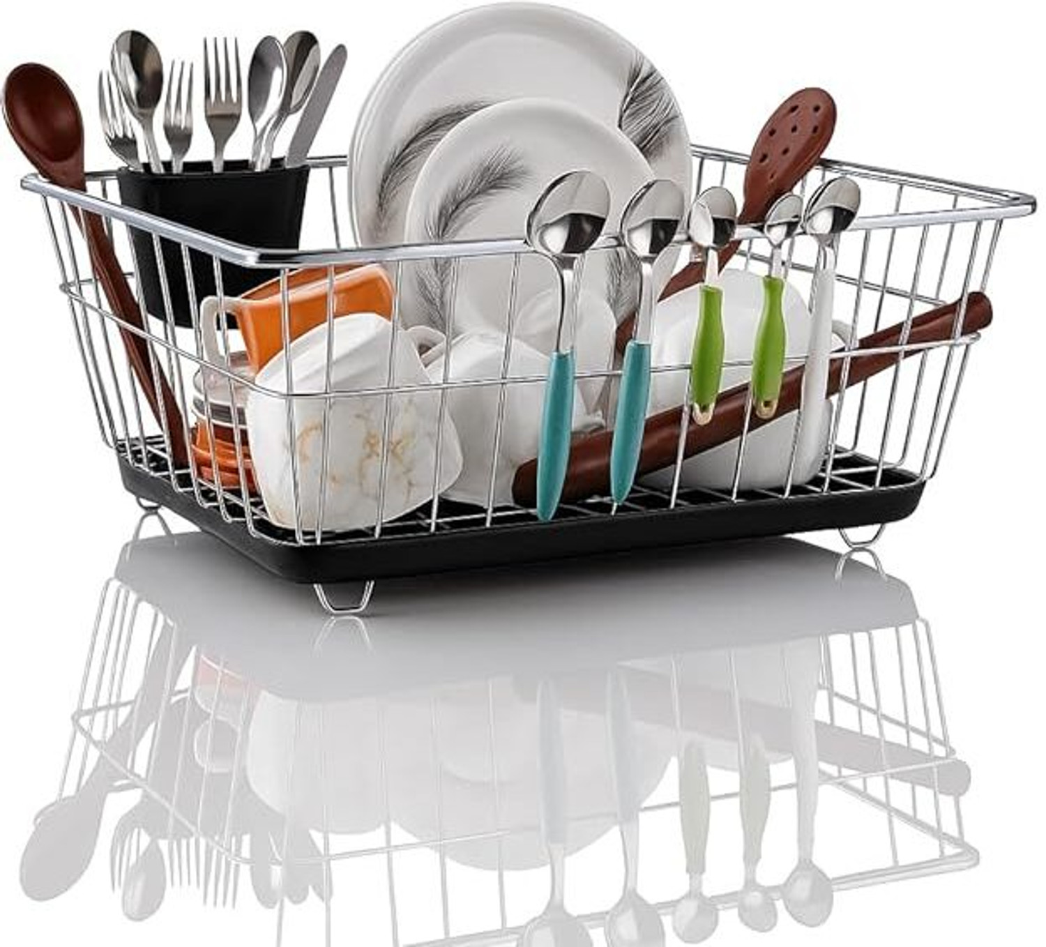 Image of Nandeksha Dish Drainer Kitchen Rack Steel vessel drainer basket /dish drainer rack steel /utensil stand steel basket round