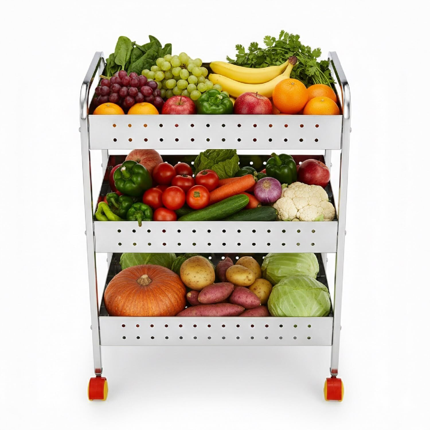 Image of ASTECH Fruits /Vegetables Kitchen Rack Steel KITCHEN VAGETABLE TROLLEY